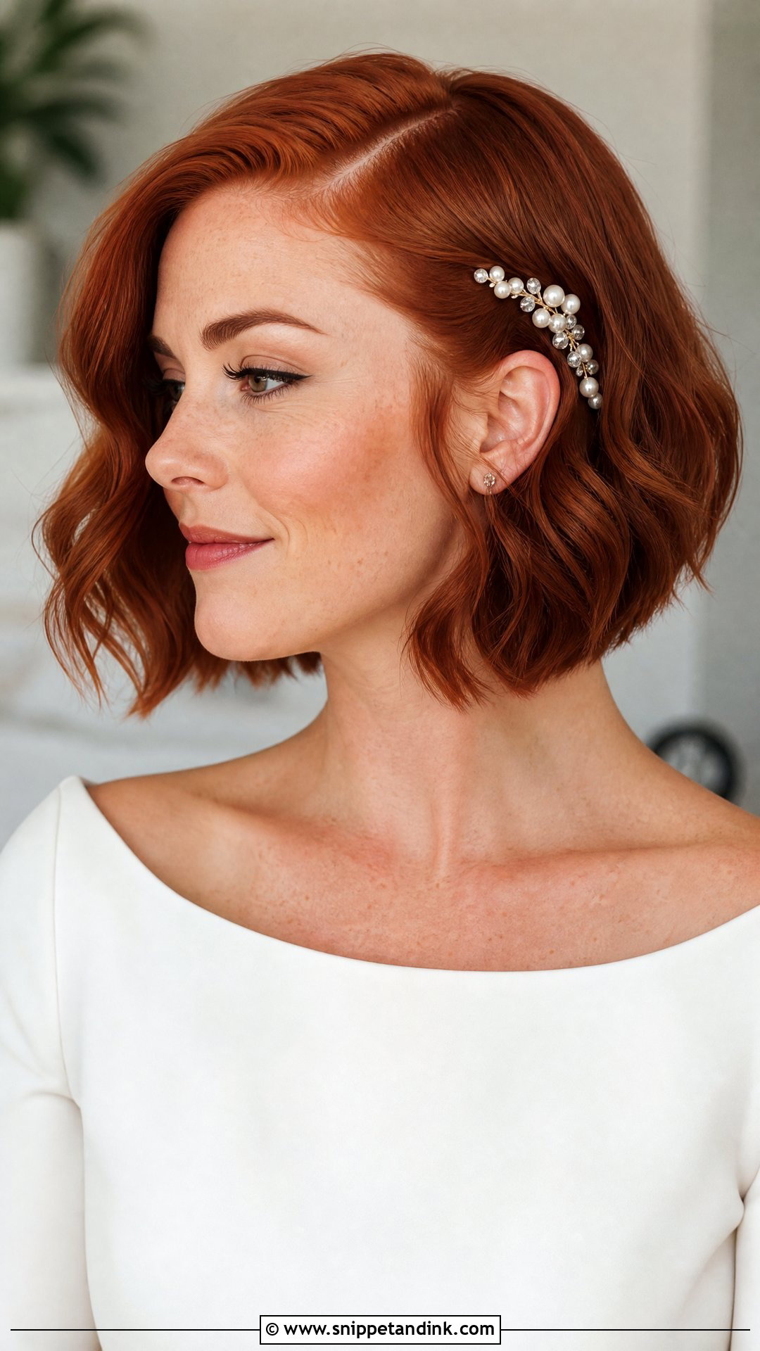 Redhead Wedding Hair With Short Hair - Snippet and Ink - 20 Redhead Wedding Hair Ideas