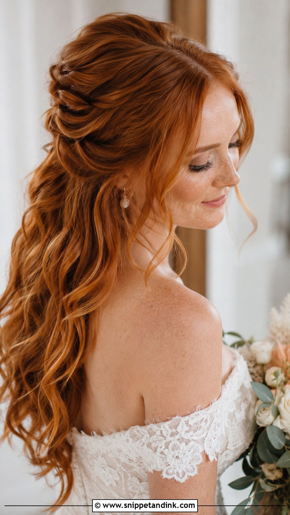 Redhead Wedding Half Up Half Down Hair - Snippet and Ink - 15 Red Head Wedding Hair Ideas