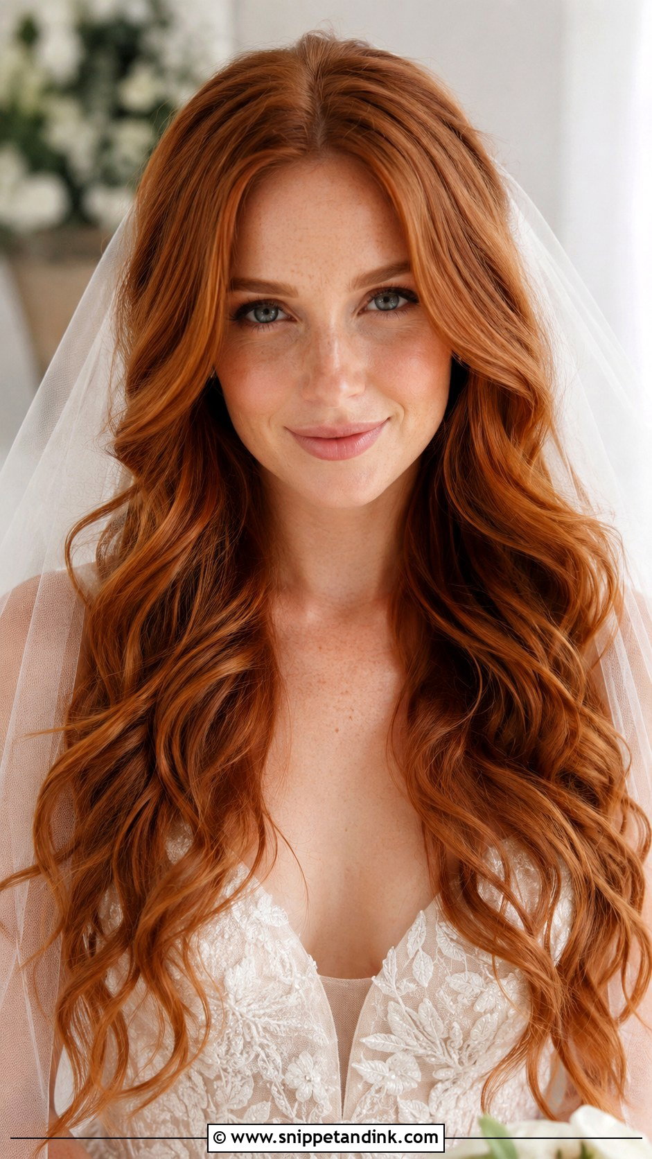 Redhead Wedding Long Waves - Snippet and Ink - 15 Red Head Wedding Hair Ideas