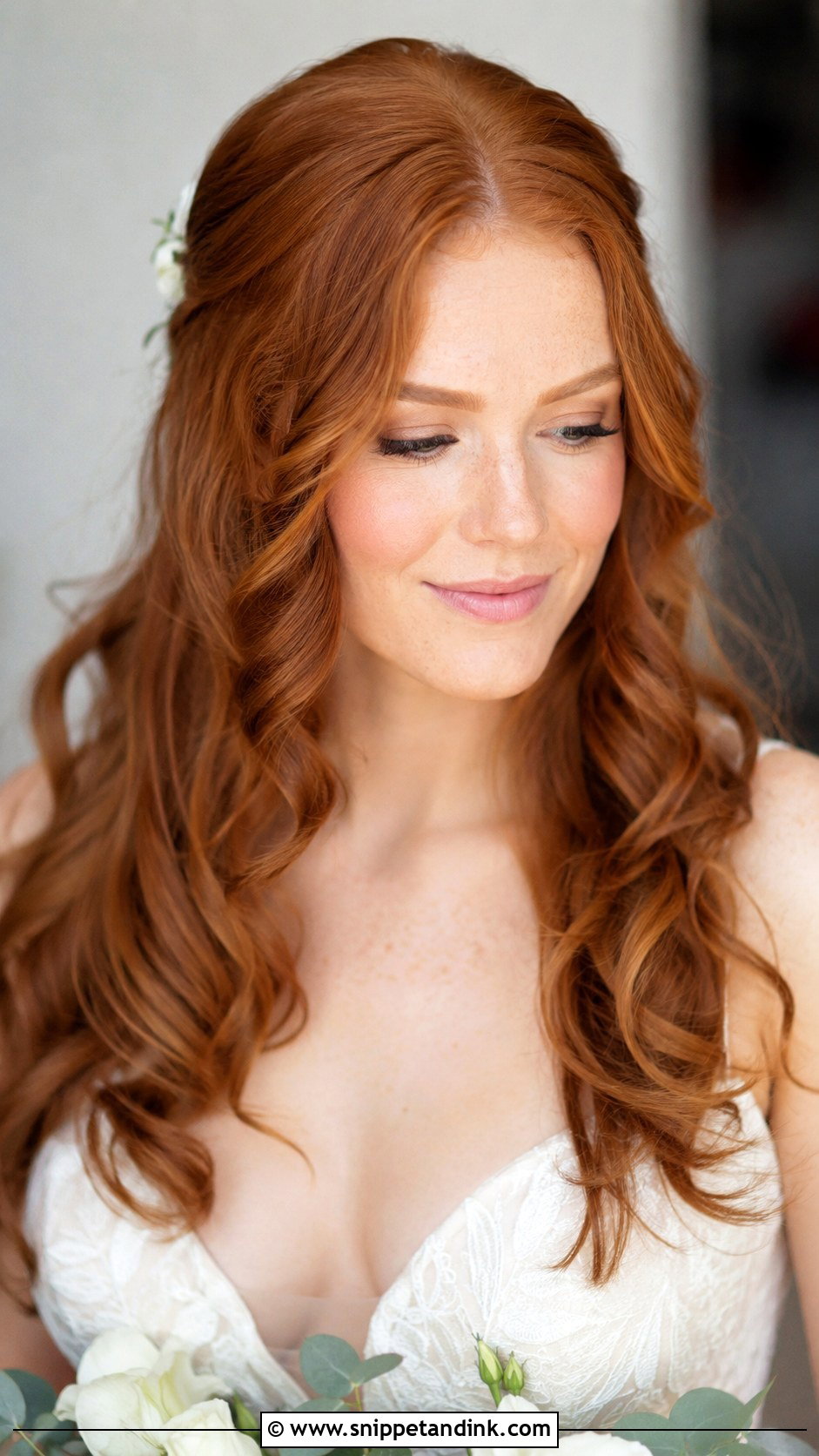 Redhead Wedding Loose Curls - Snippet and Ink - 15 Red Head Wedding Hair Ideas