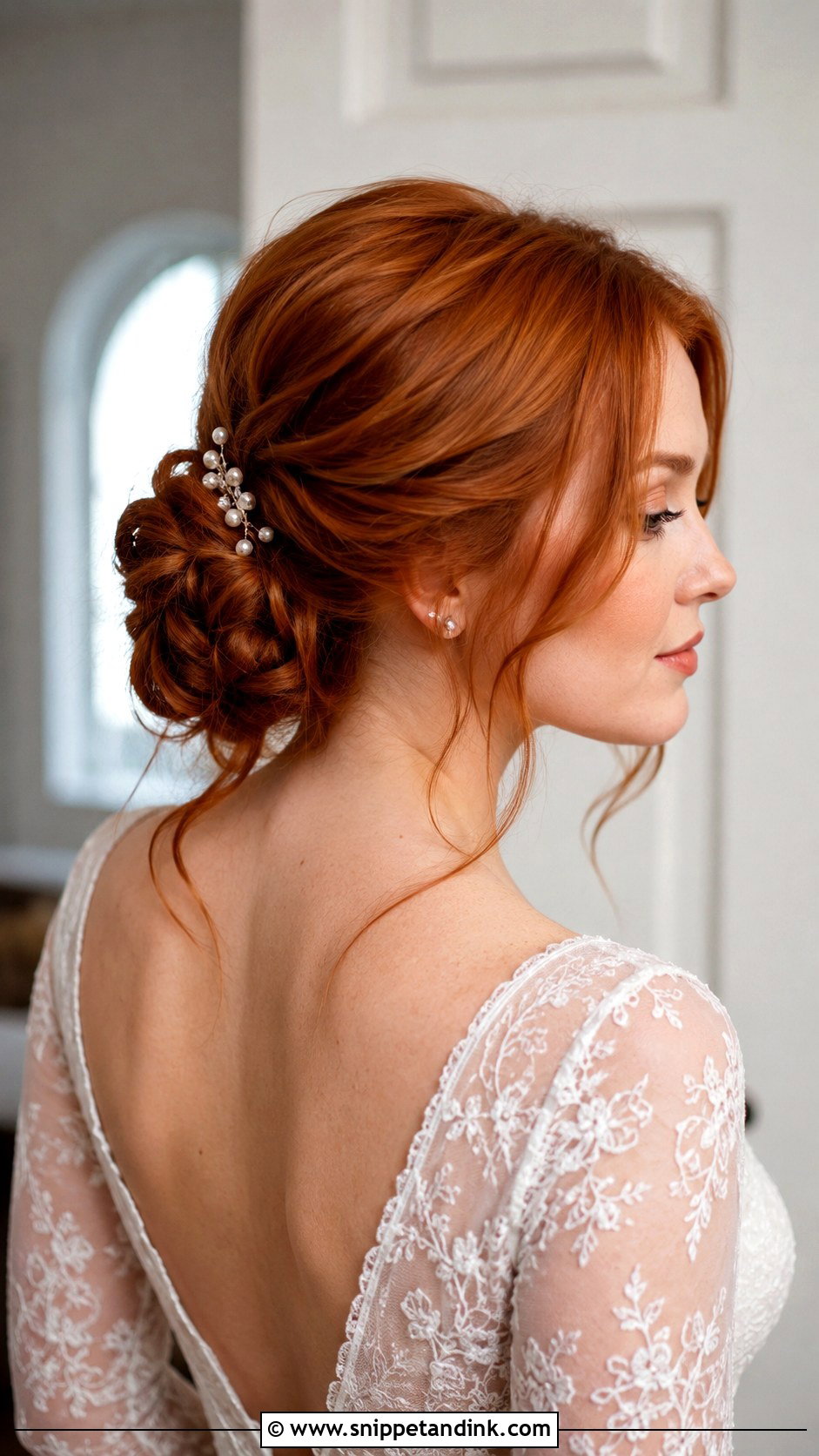 Redhead Wedding Low Bun - Snippet and Ink - 15 Red Head Wedding Hair Ideas