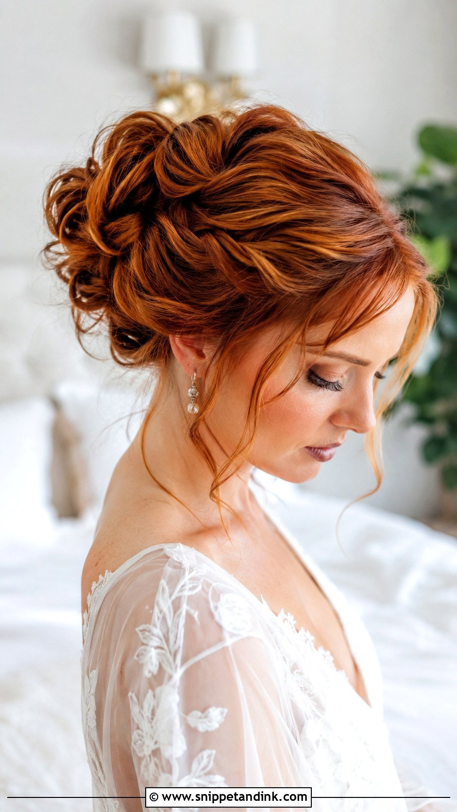 Redhead Wedding Messy Bun - Snippet and Ink - 15 Red Head Wedding Hair Ideas