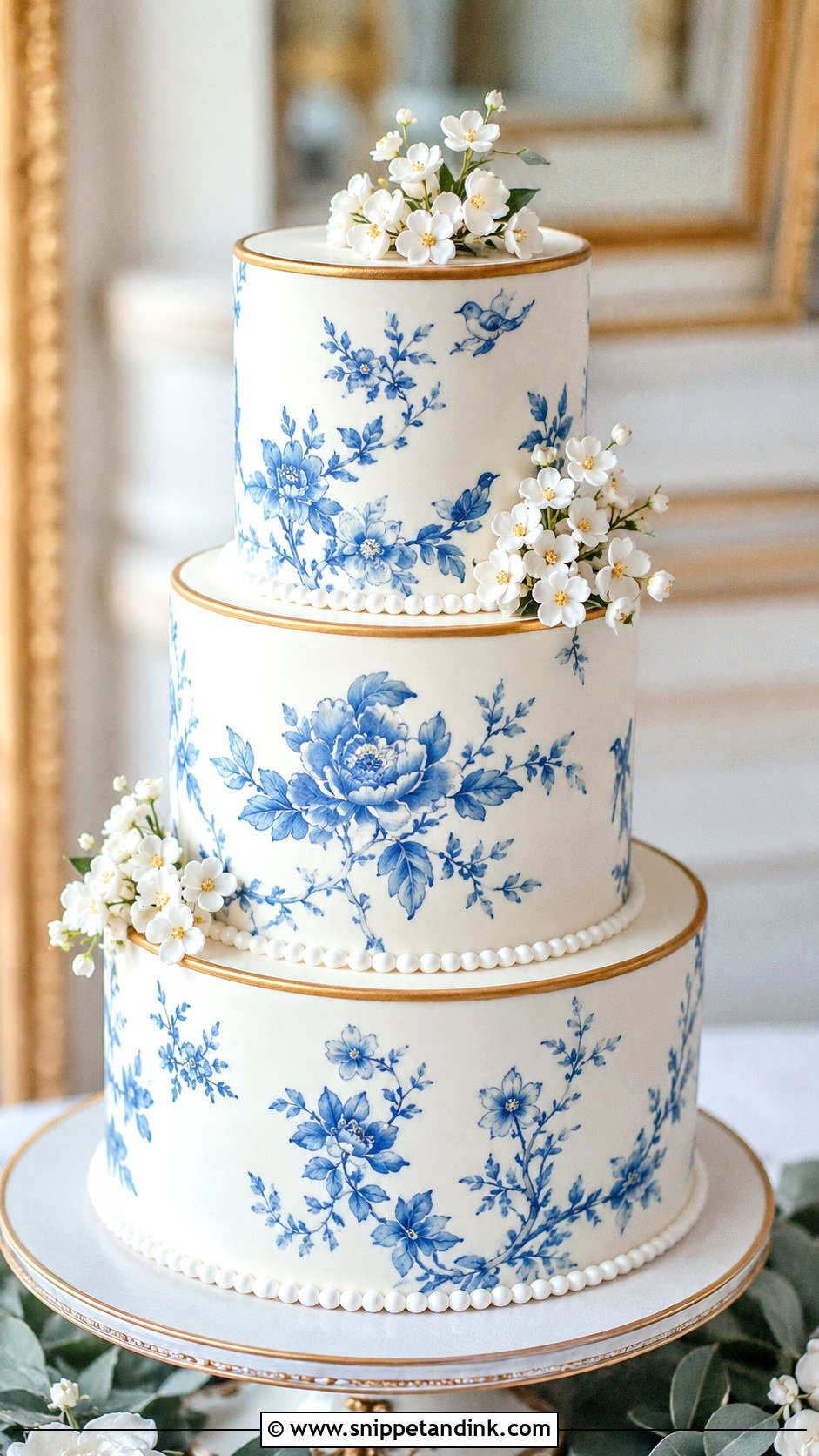 Regency Wedding Cake With Chinoiserie Pattern - Snippet and Ink - 20 Regency Wedding Cake Ideas
