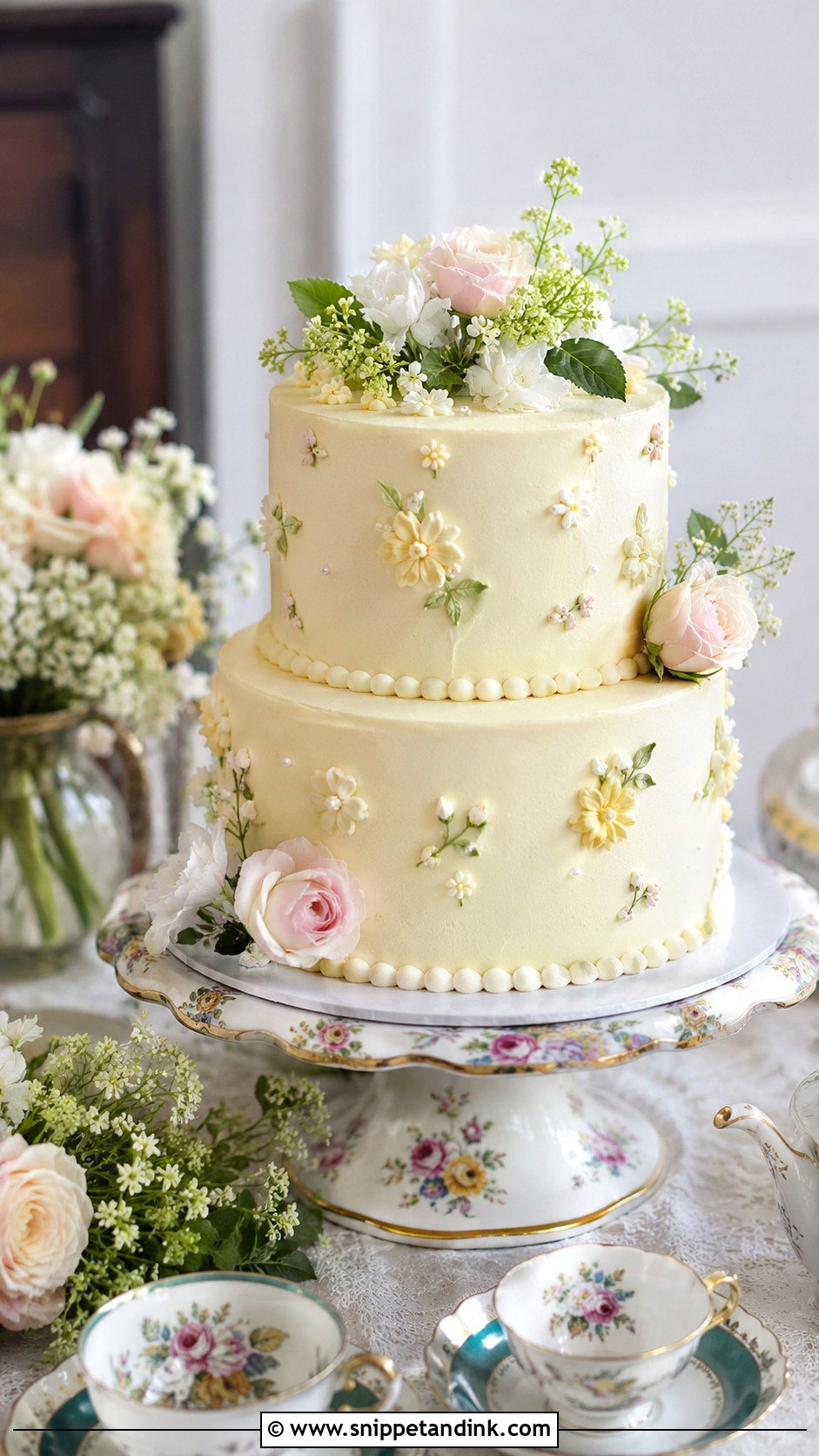 Regency Wedding Cake With Garden Tea Style - Snippet and Ink - 20 Regency Wedding Cake Ideas