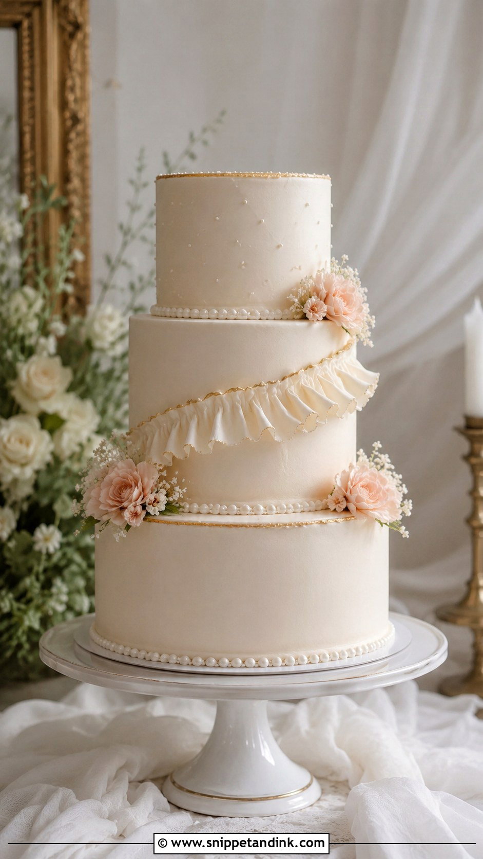 Regency Wedding Cake With Ruffle Tiers - Snippet and Ink - 20 Regency Wedding Cake Ideas