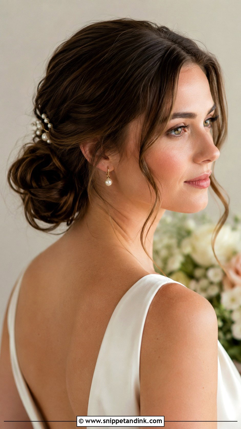 Relaxed Bridal Low Bun - Snippet and Ink - 15 Relaxed Bridal Hair Ideas