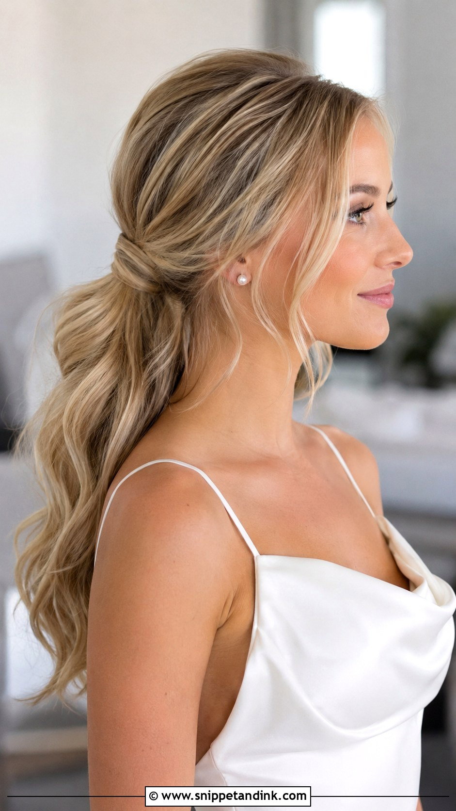 Relaxed Bridal Low Ponytail - Snippet and Ink - 15 Relaxed Bridal Hair Ideas
