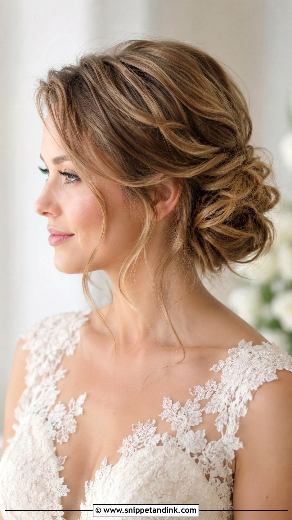 Relaxed Bridal Textured Chignon - Snippet and Ink - 15 Relaxed Bridal Hair Ideas
