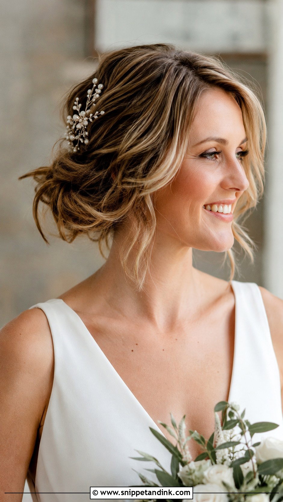 Relaxed Updo for Short Hair - Snippet and Ink - 20 Textured Wedding Updo Ideas