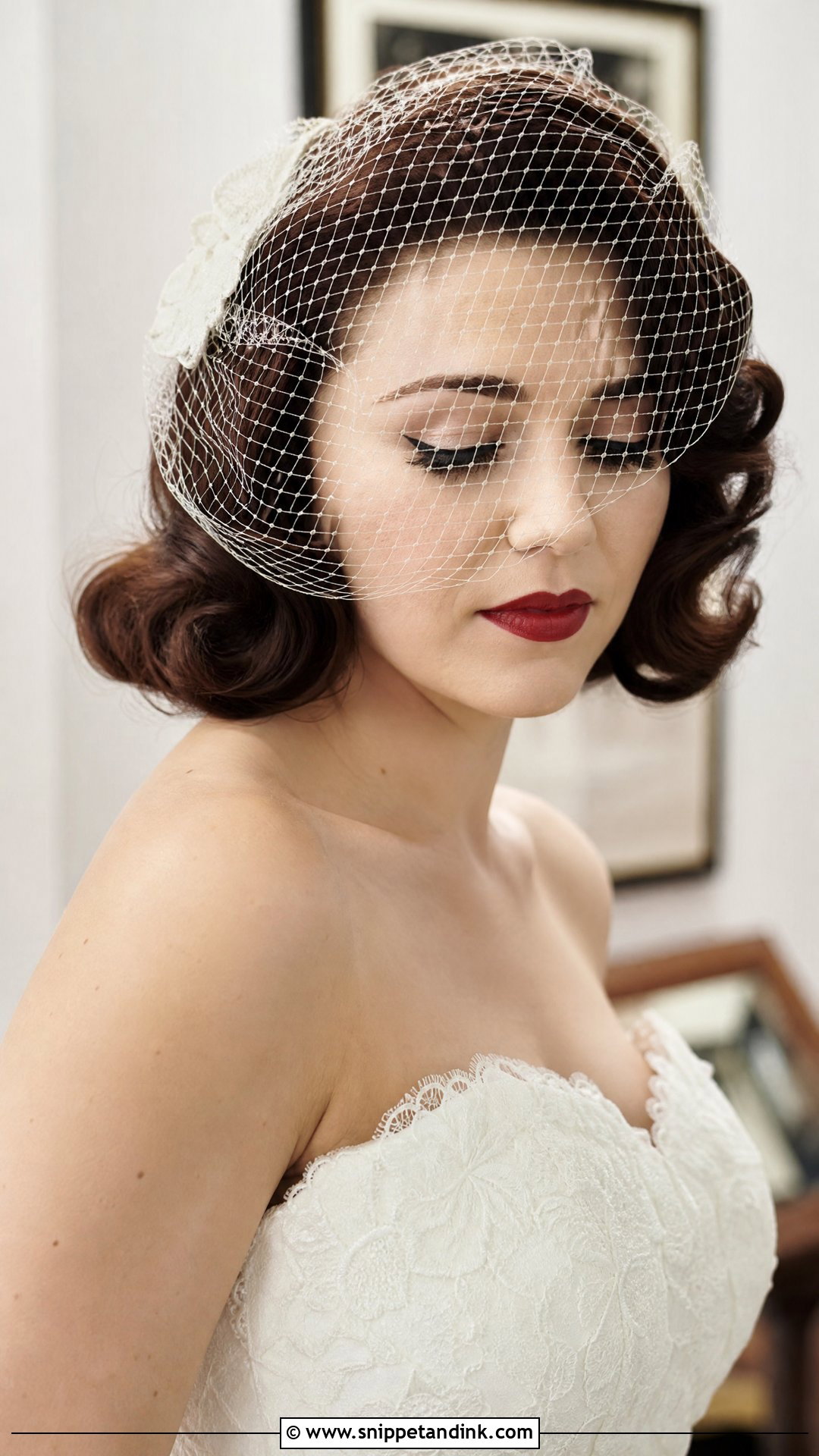 Retro Bob With Birdcage Veil - Snippet and Ink - 20 Short Veil Hairstyles