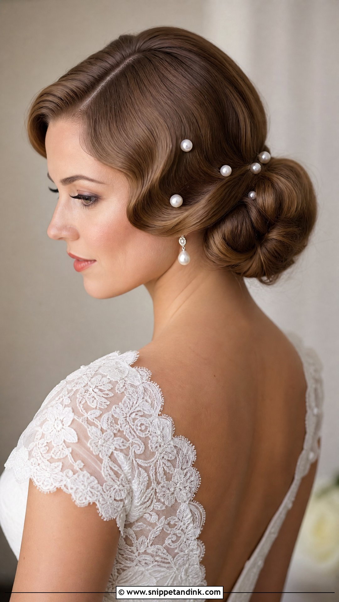 Retro Bridal Low Bun - Snippet and Ink - 20 Retro Bridal Hair Ideas