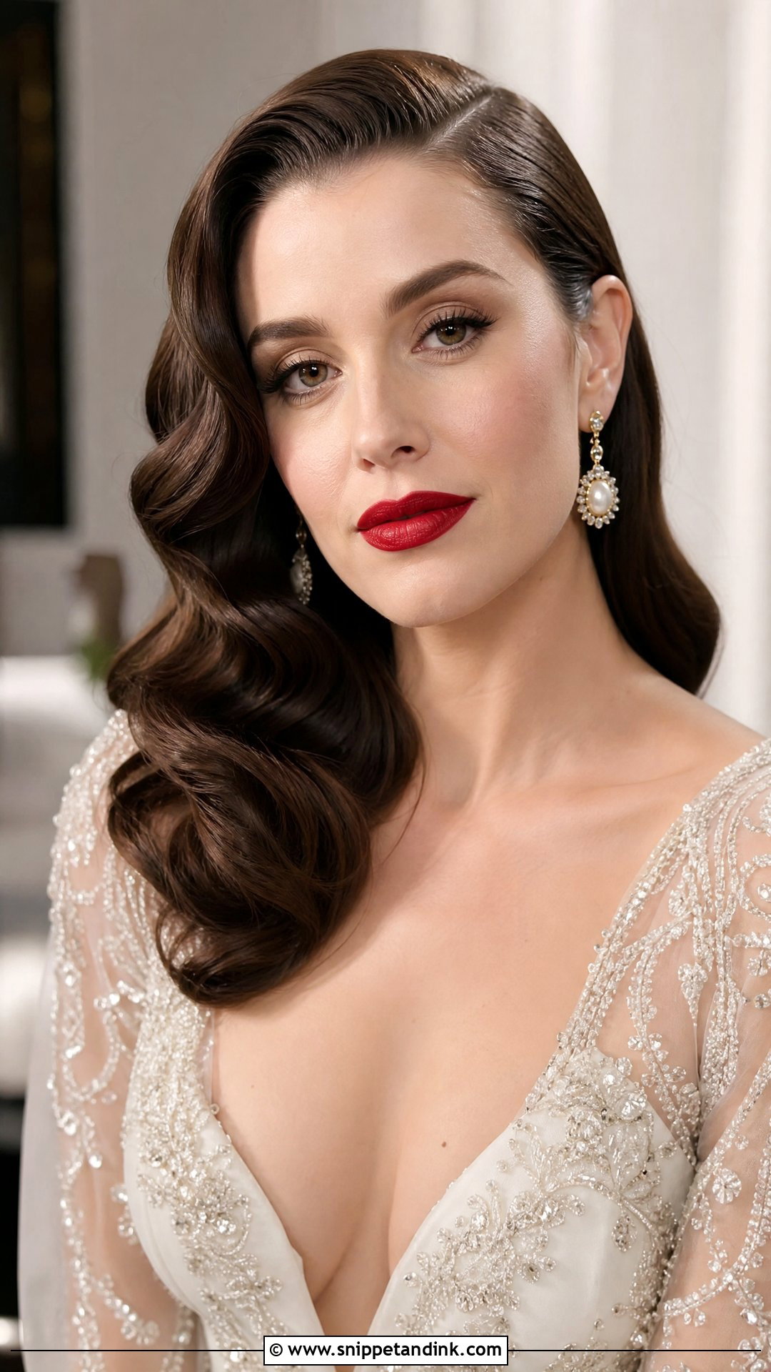 Retro Glam Waves With Bold Lip - Snippet and Ink - 20 Bridal Glam Waves