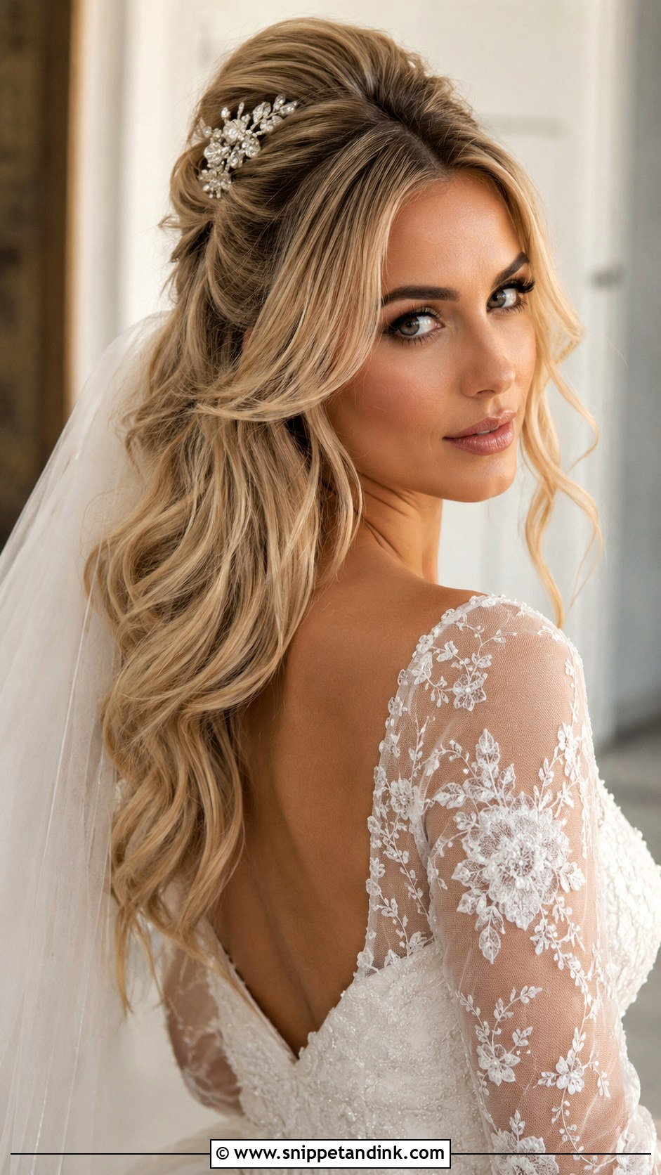 Retro Half Up Bouffant - Snippet and Ink - 25 Vintage Wedding Hair Ideas