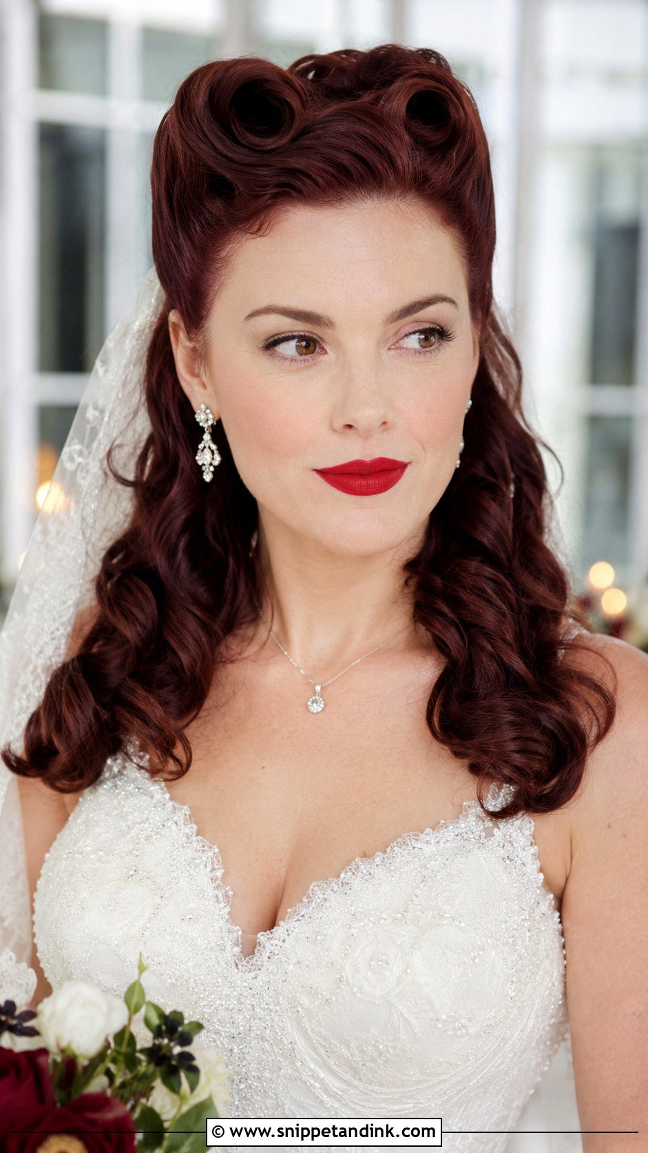 Retro Half Up Victory Rolls - Snippet and Ink - 25 Vintage Bridal Hair Ideas