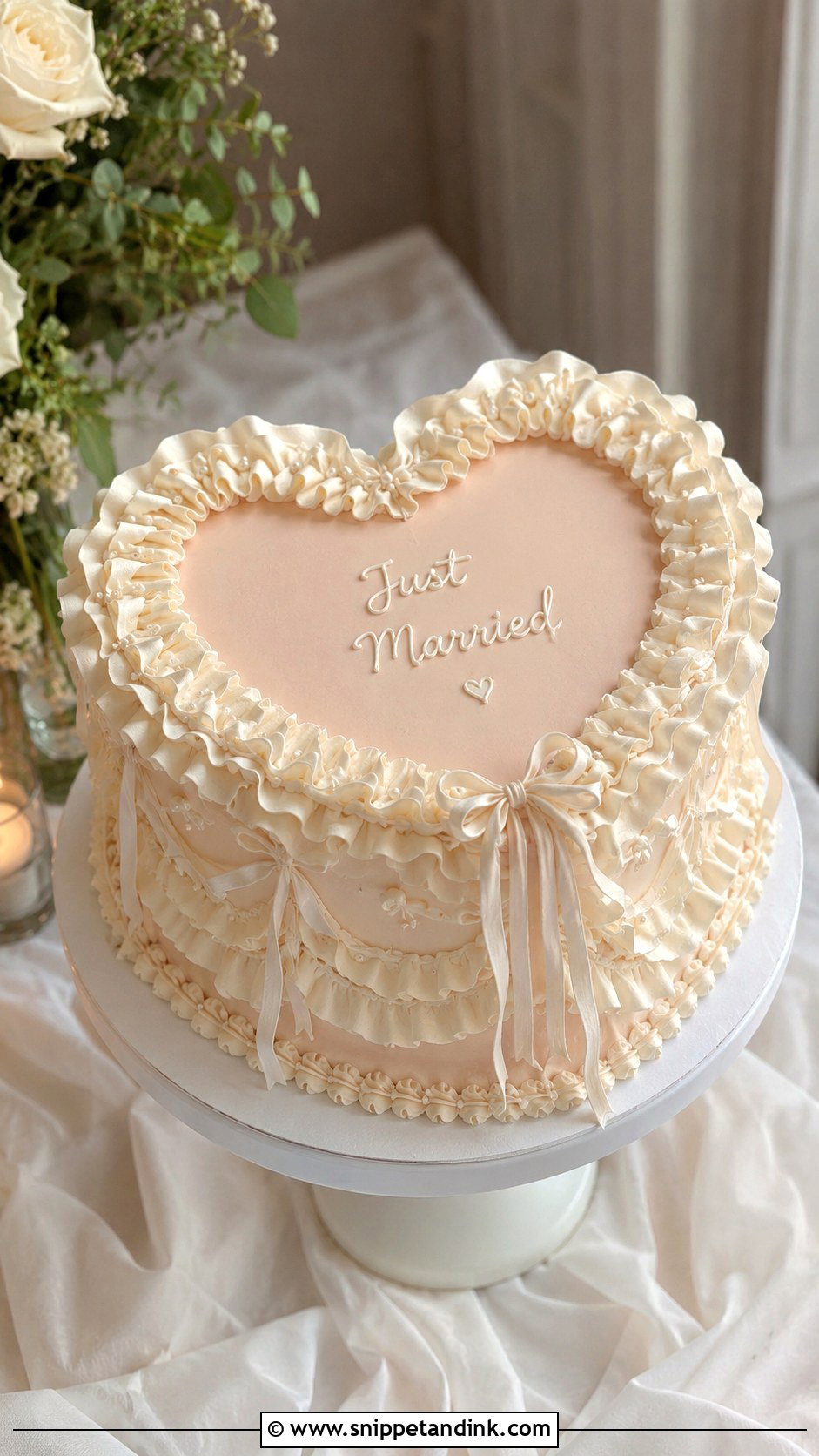 Retro Heart Wedding Cake With Ruffles - Snippet and Ink - 30 Retro Heart Wedding Cake Ideas