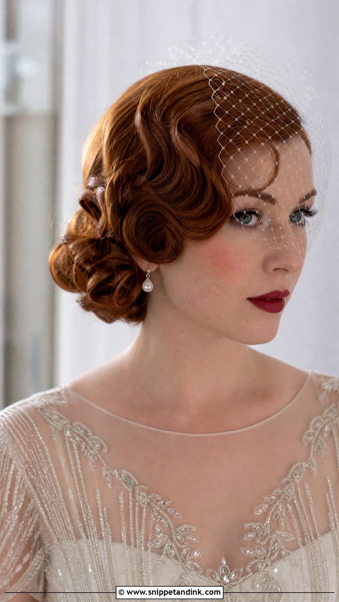 Retro Pin Curl Bridal Updo - Snippet and Ink - 20 Bridal Hair Design Ideas