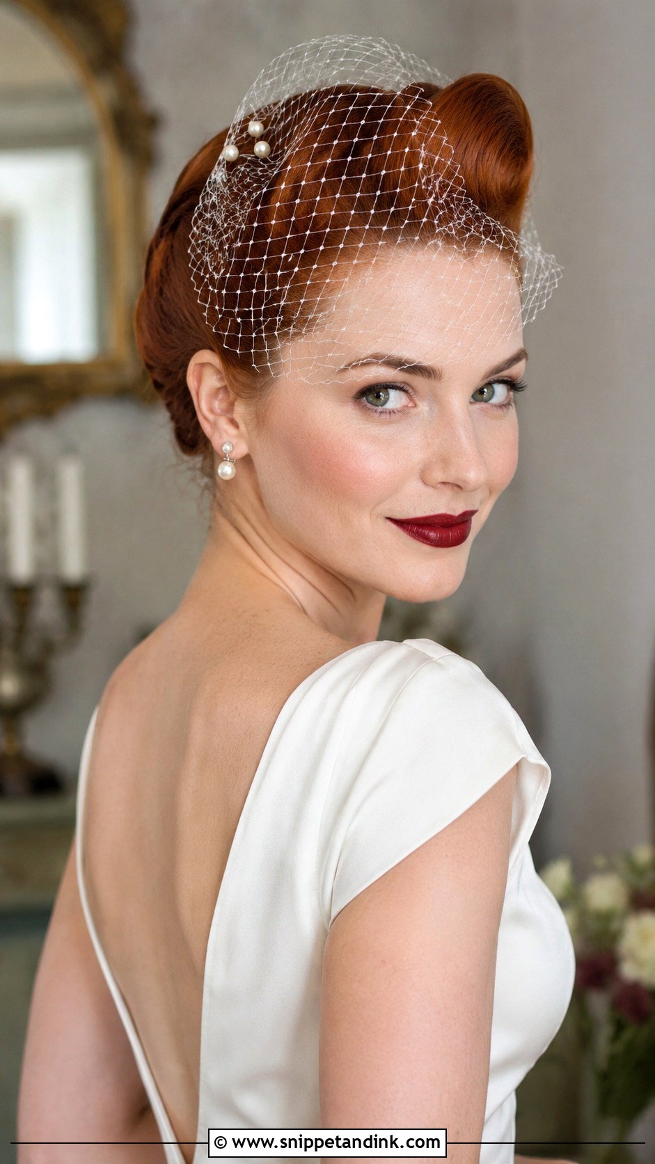 Retro Updo With Birdcage Veil - Snippet and Ink - 20 50s Wedding Hair Ideas