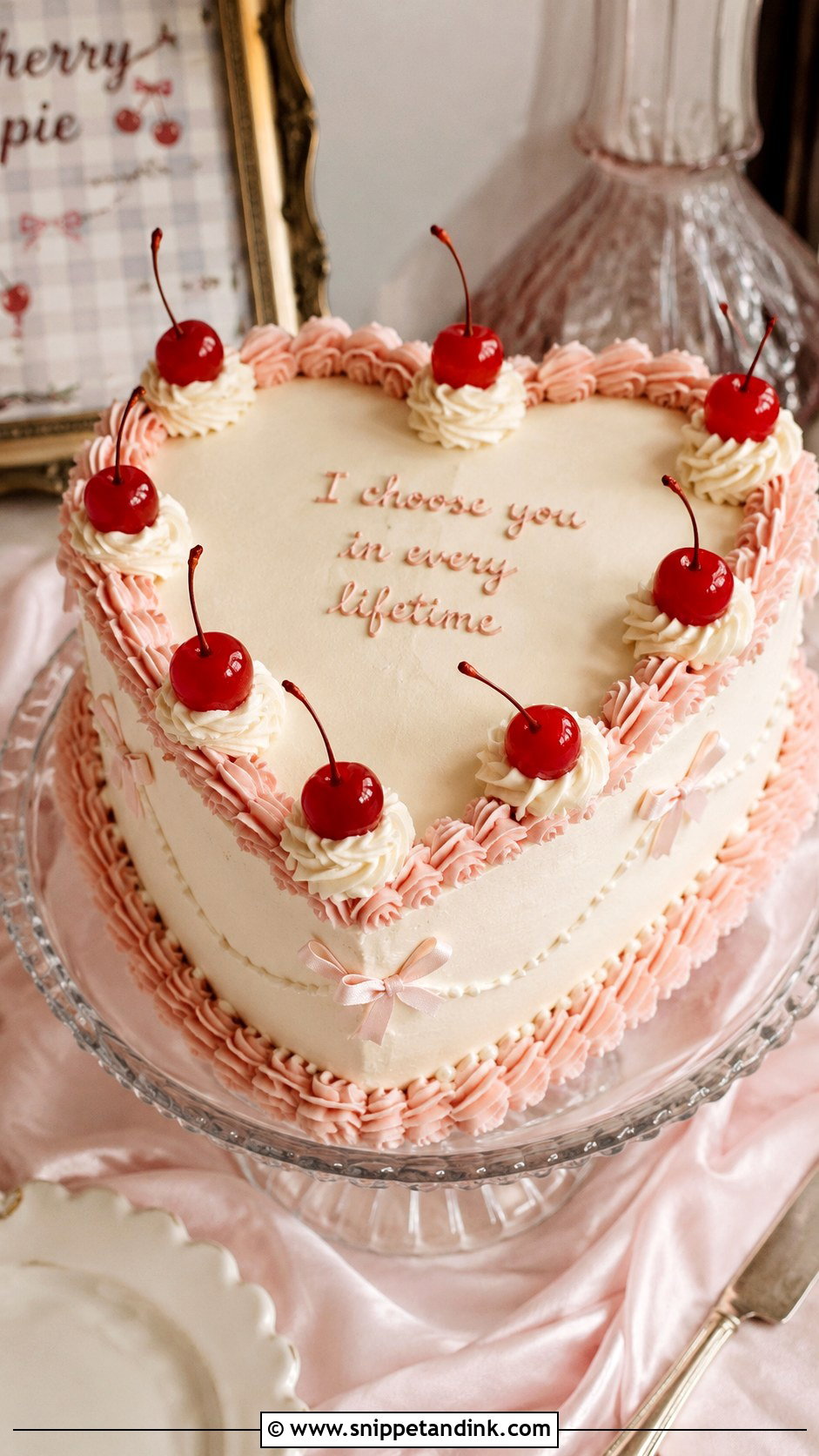 Retro Wedding Cake With Cherries - Snippet and Ink - 20 Groovy Wedding Cake Ideas