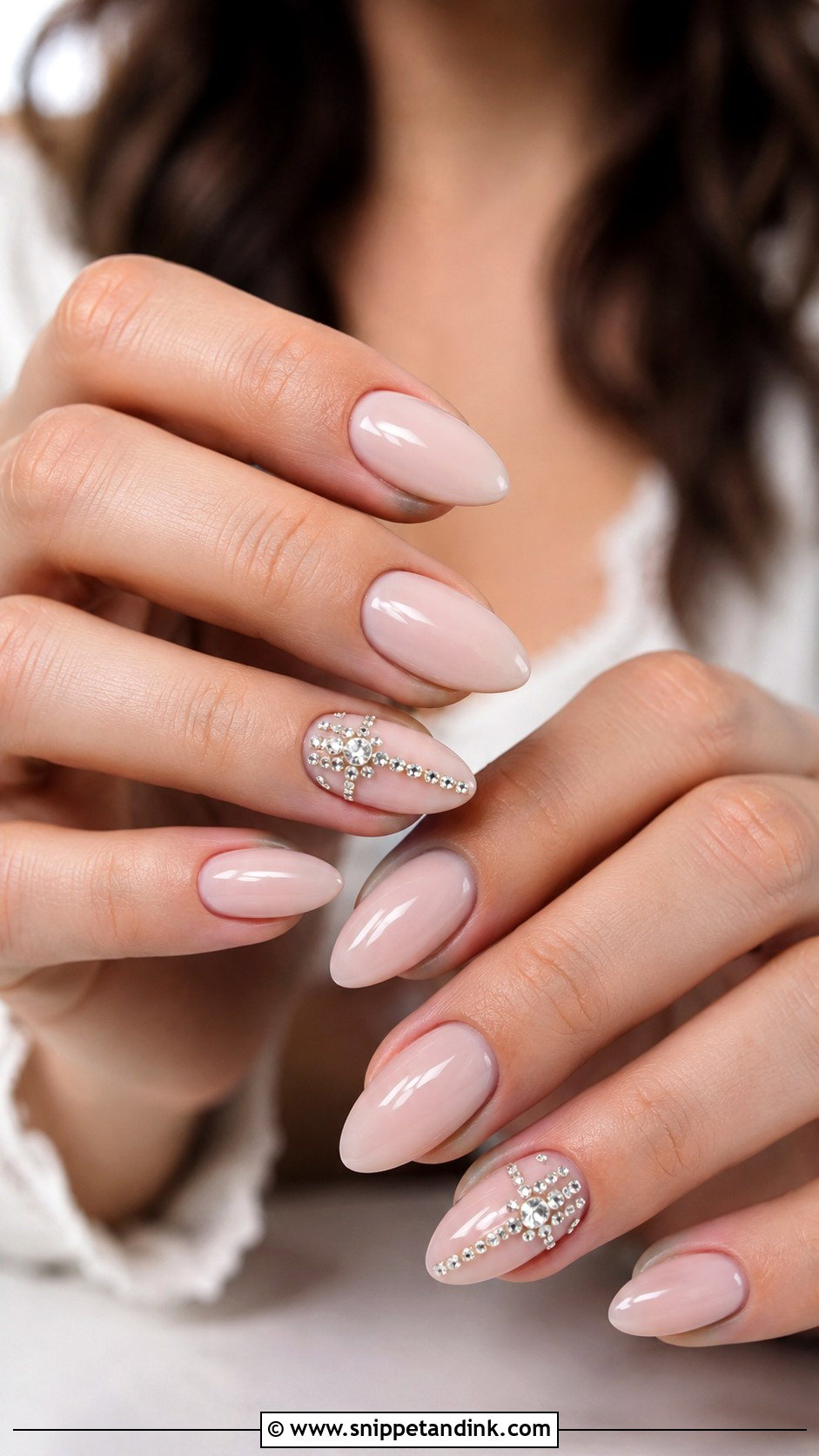 Rhinestone Accent Wedding Nails - Snippet and Ink - 20 Wedding Nails with Rhinestones