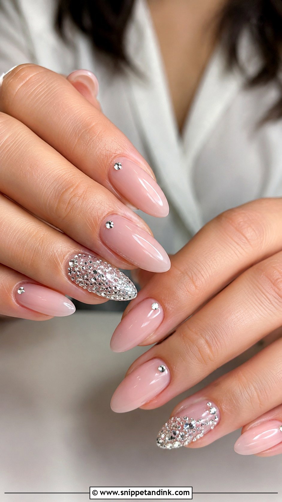 Rhinestone Acrylic Wedding Nails - Snippet and Ink - 20 Acrylic Wedding Day Nails for Bride