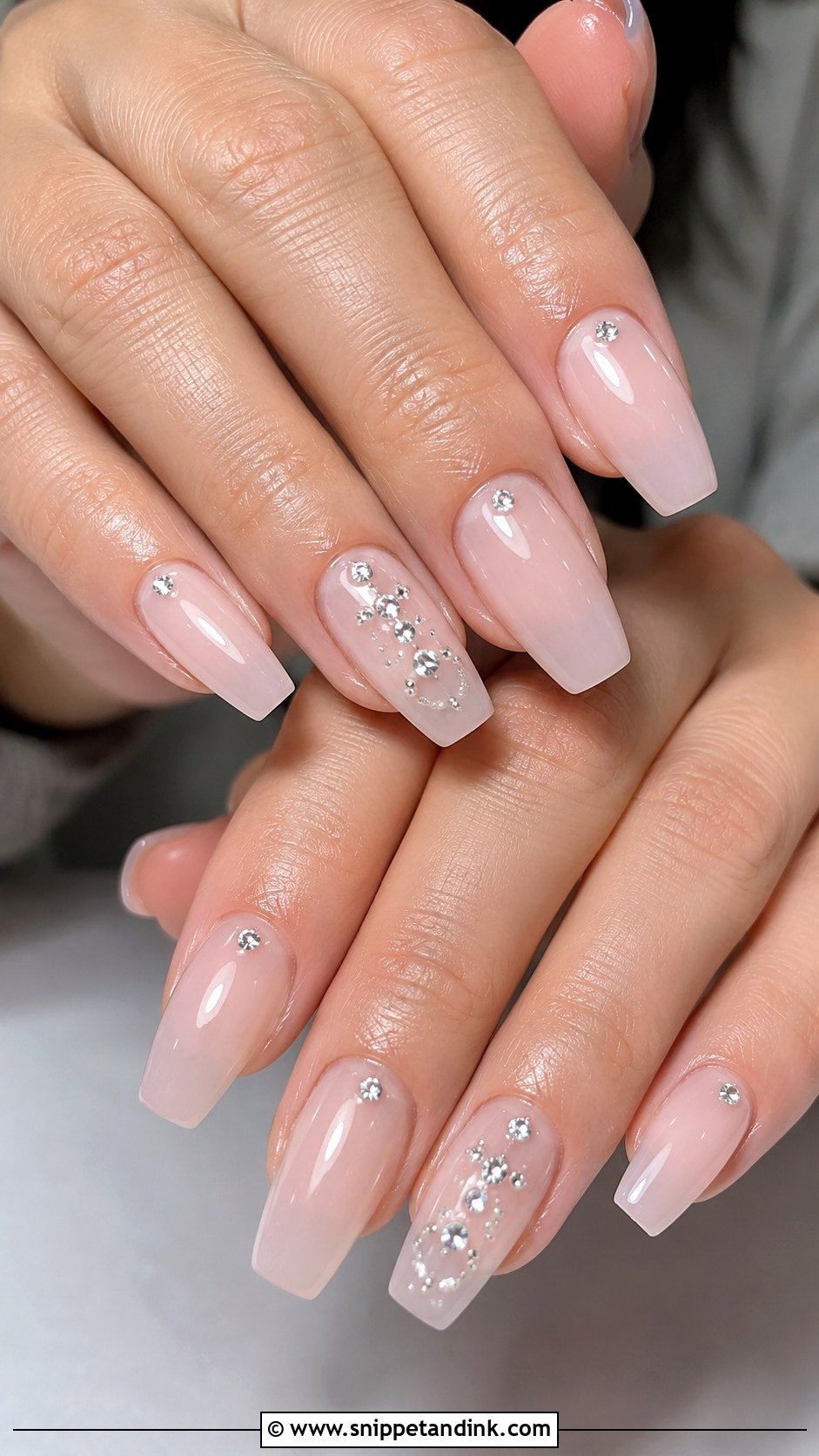 Rhinestone Acrylic Wedding Nails - Snippet and Ink - 20 Acrylic Nails for Wedding