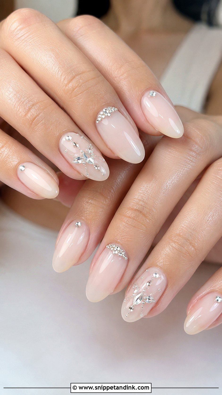 Rhinestone Almond Wedding Nails - Snippet and Ink - 20 Almond Shape Wedding Nails