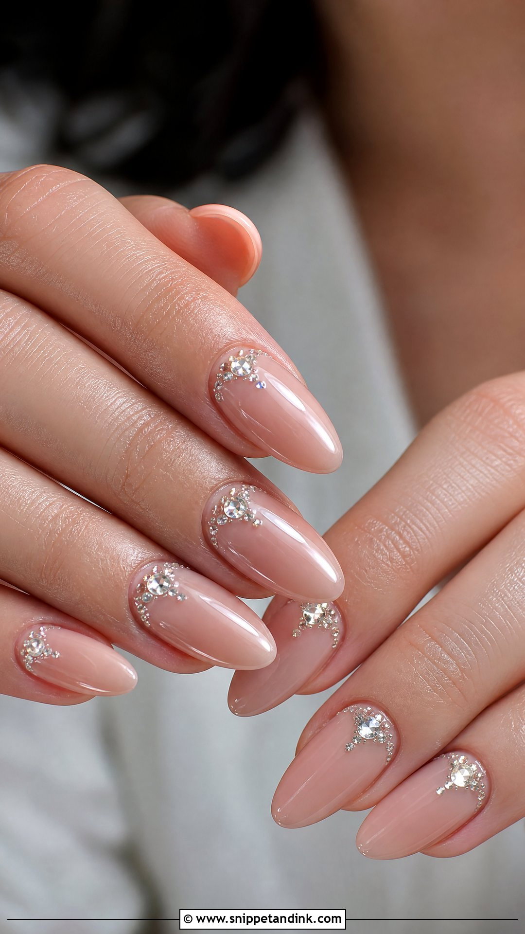 Rhinestone Bridal Gel Nails - Snippet and Ink - 25 Bridal Gel Nails