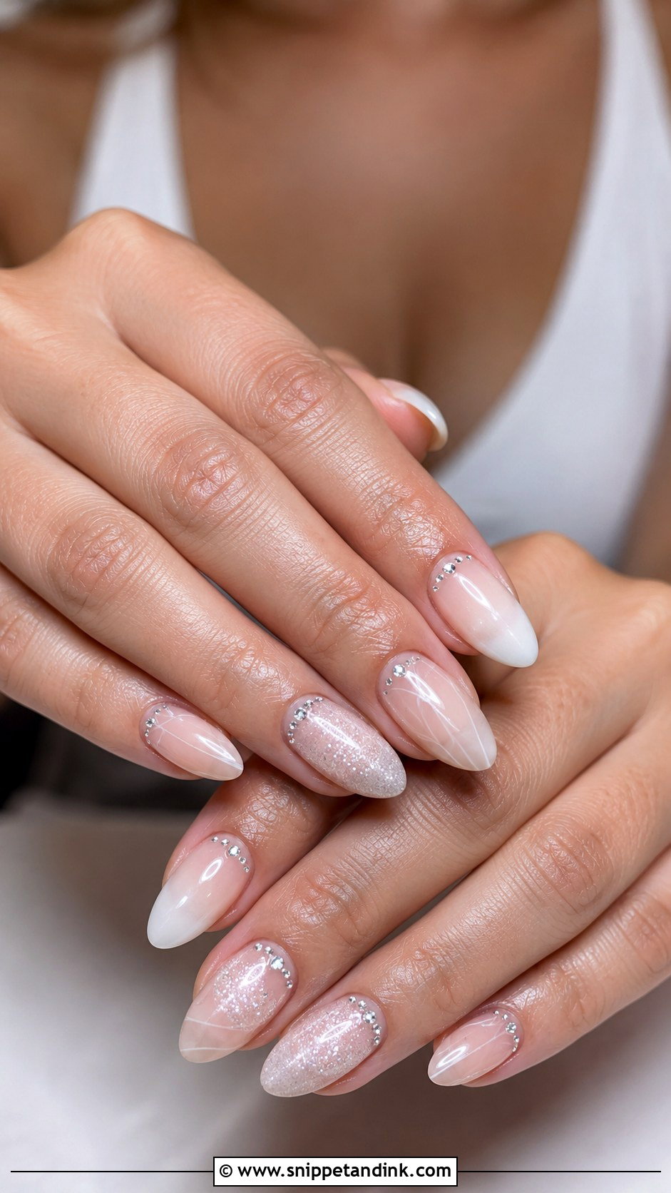 Rhinestone Bridal Gel Nails - Snippet and Ink - 20 Bridal Gel Nails Wedding