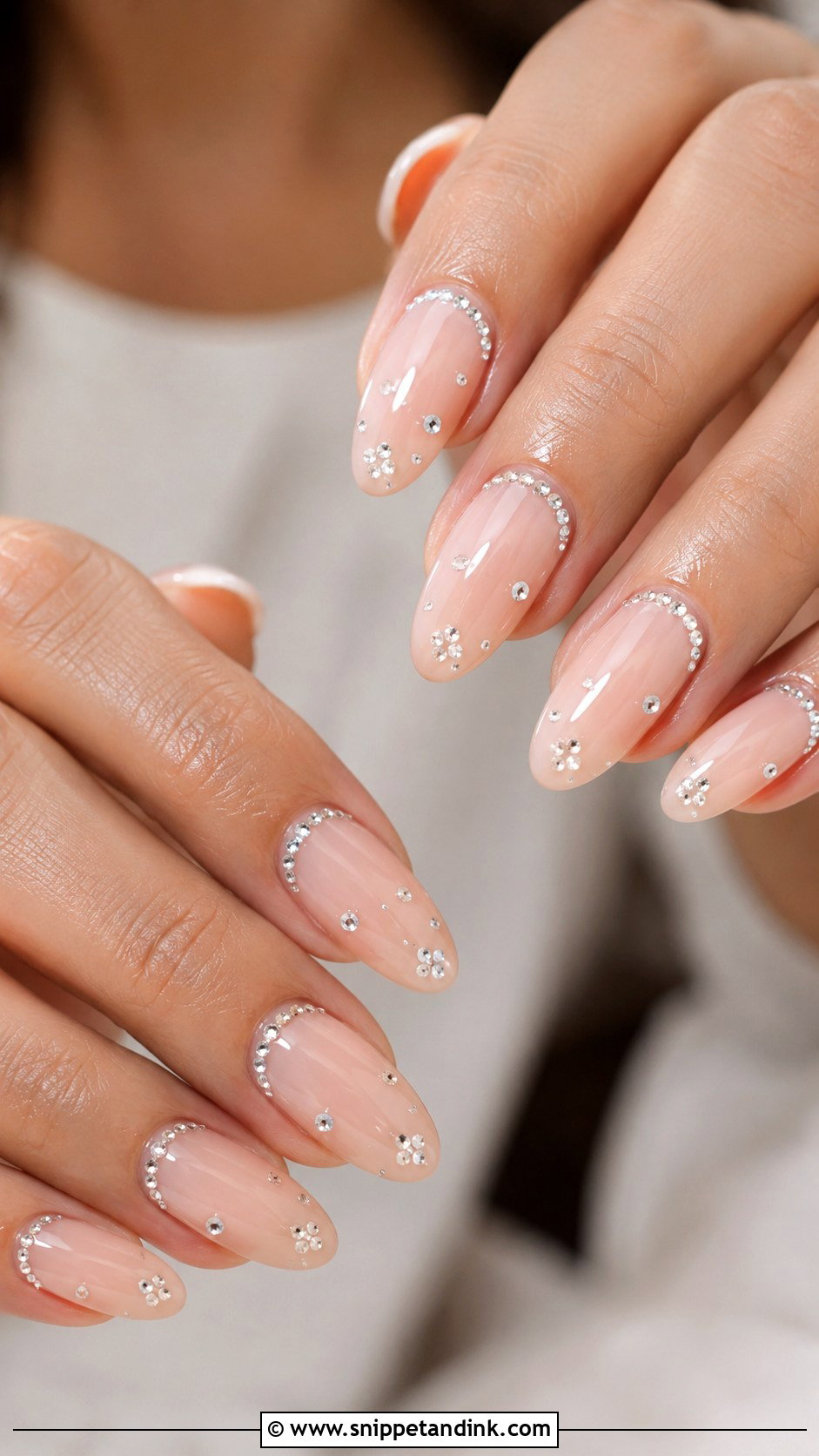 Rhinestone Bridal Nail Extensions - Snippet and Ink - 30 Bridal Nail Extension Designs