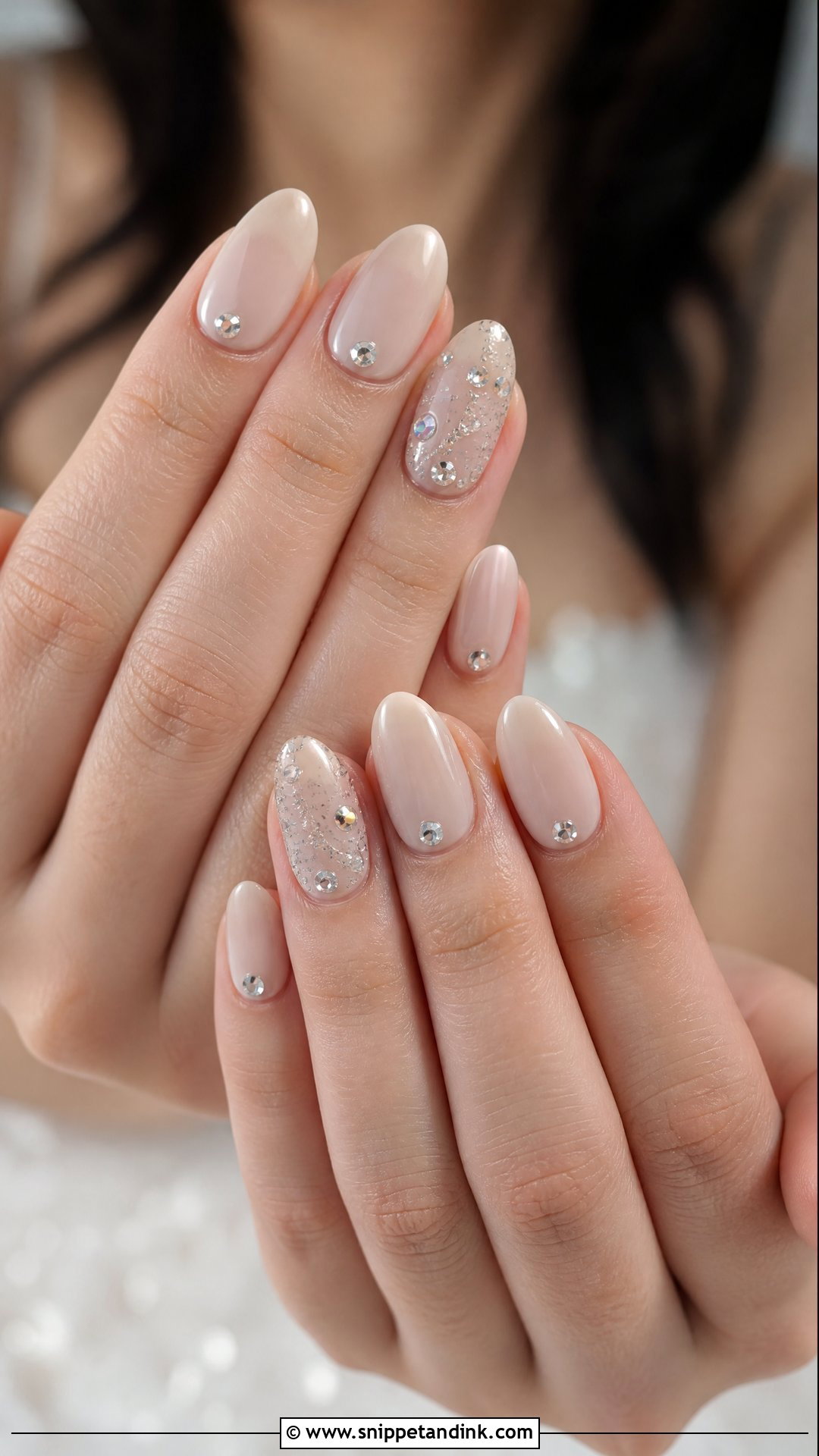 Rhinestone Bridal Nails - Snippet and Ink - 25 Bridal Wedding Day Nails for Bride