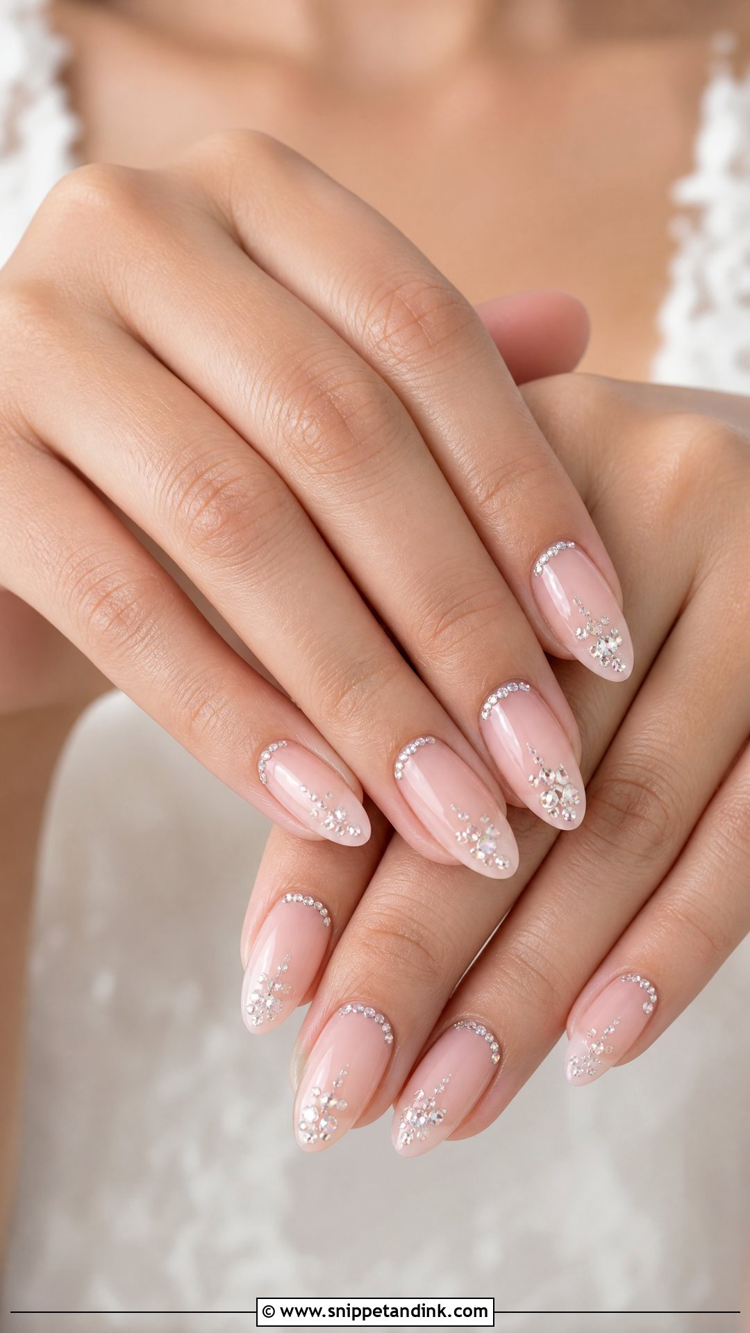 Rhinestone Bridal Nails - Snippet and Ink - 35 Bridal Nails Designs