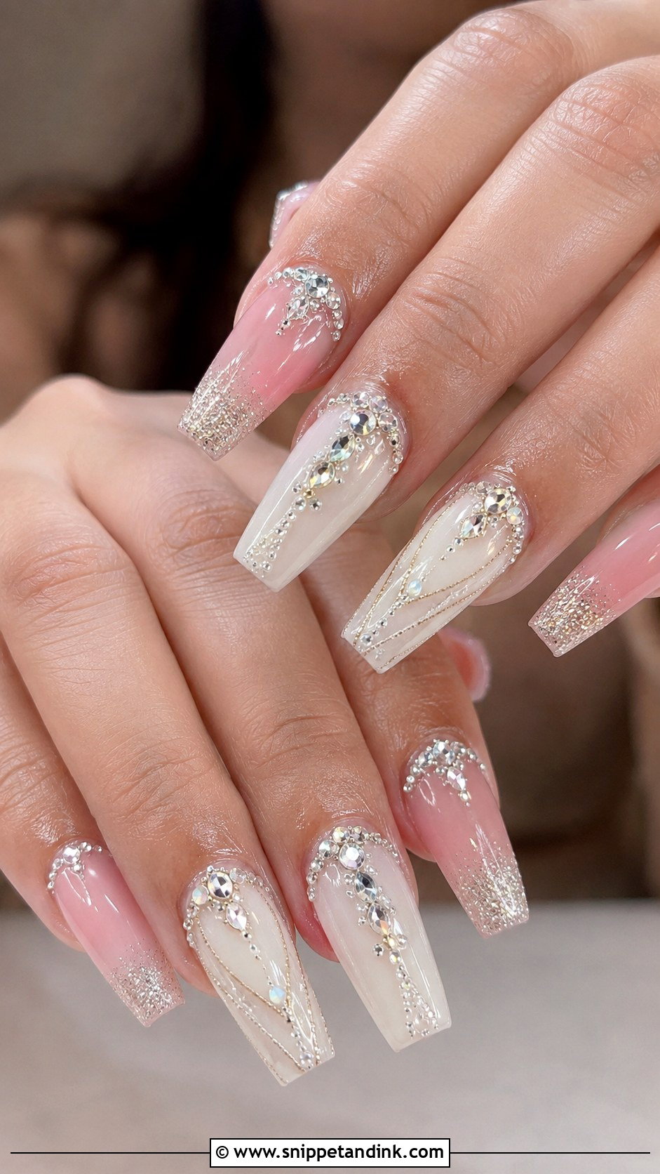 Rhinestone Bridal Nails - Snippet and Ink - 20 Nail Art for Indian Wedding Ideas