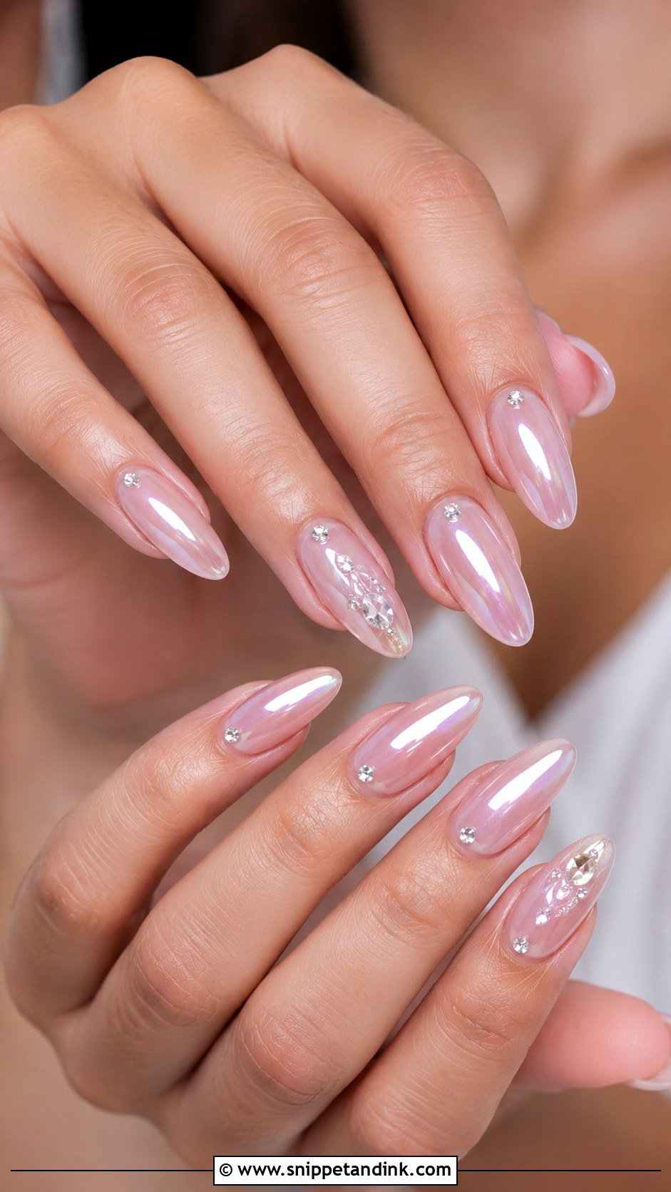 Rhinestone Chrome Bride Nails - Snippet and Ink - 20 Bride Chrome Nails