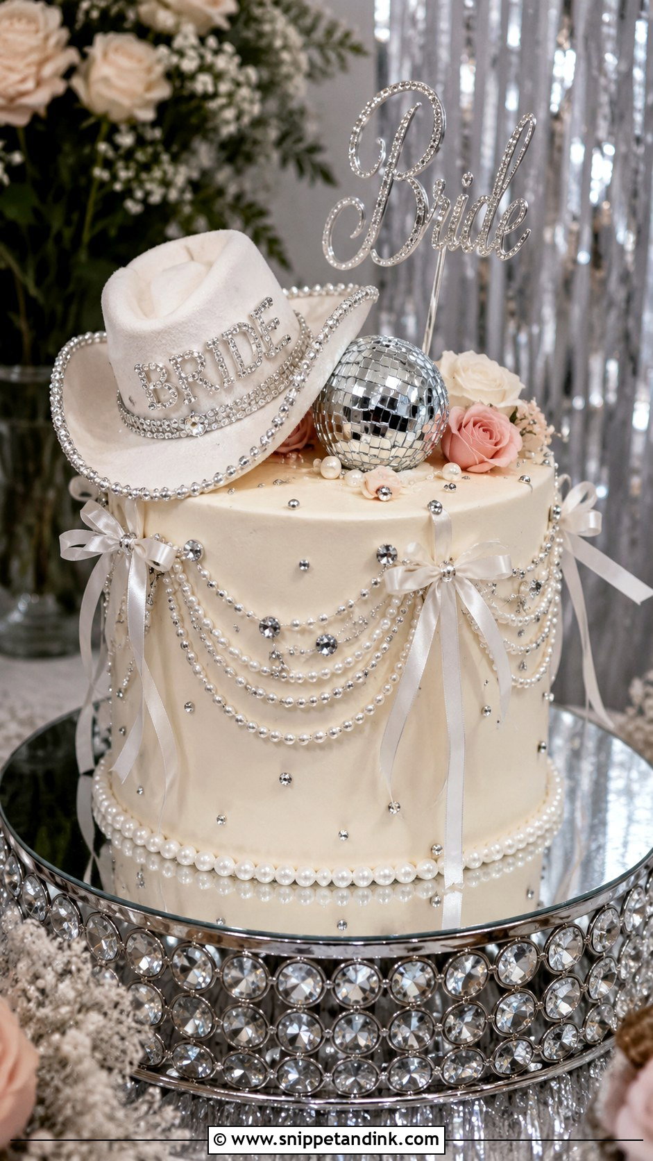Rhinestone Cowgirl Cake - Snippet and Ink - 25 Disco Cowgirl Bachelorette Cake Ideas for Wedding