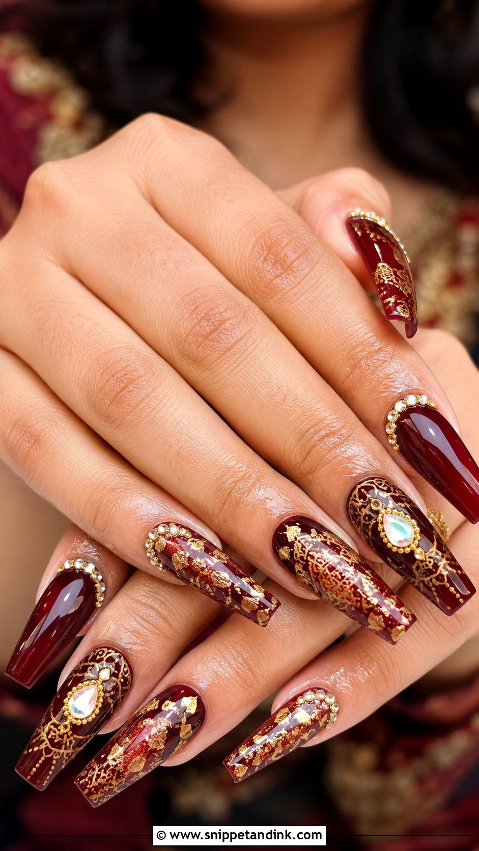 Rhinestone Desi Wedding Nails - Snippet and Ink - 30 Desi Wedding Nails