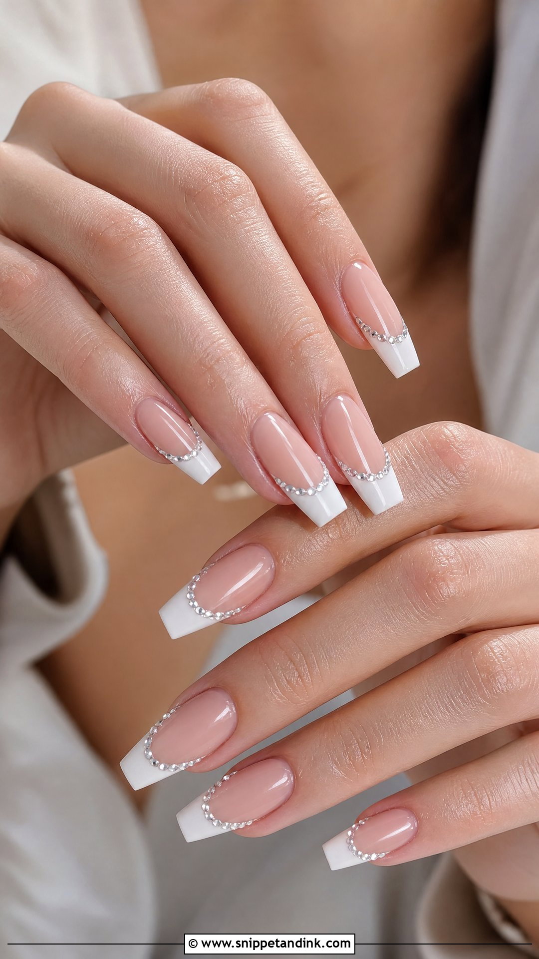 Rhinestone French Tip Wedding Nails - Snippet and Ink - 25 French Tip Wedding Nails for Bride