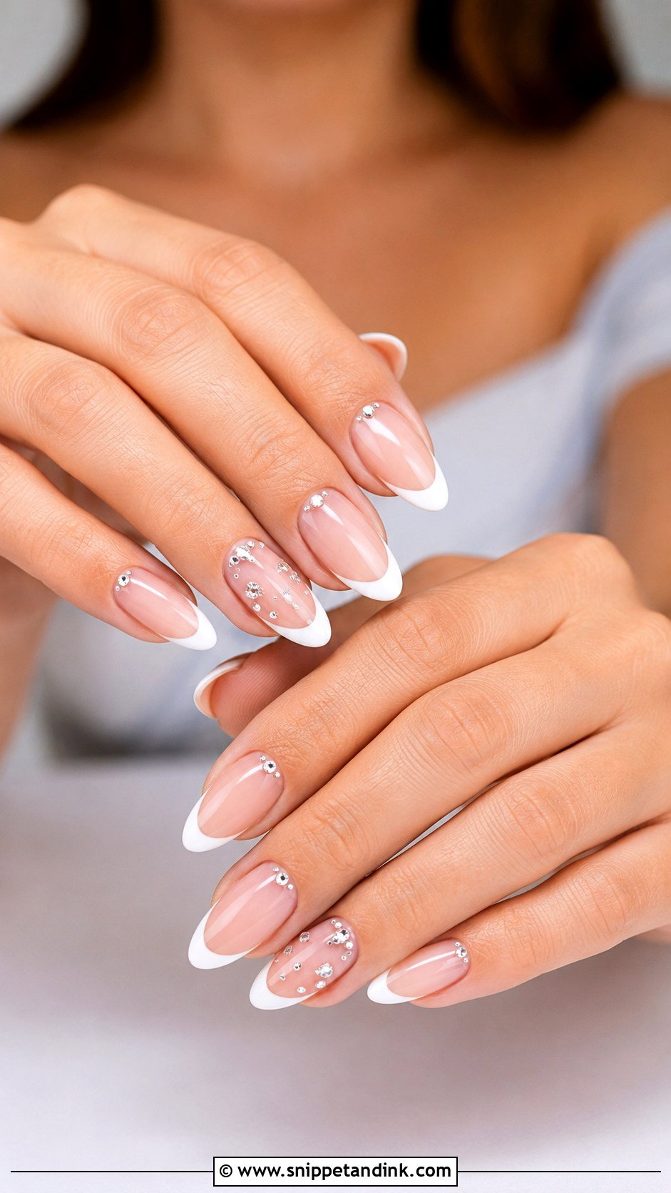 Rhinestone French Wedding Nails - Snippet and Ink - 20 French Nails Wedding Brides
