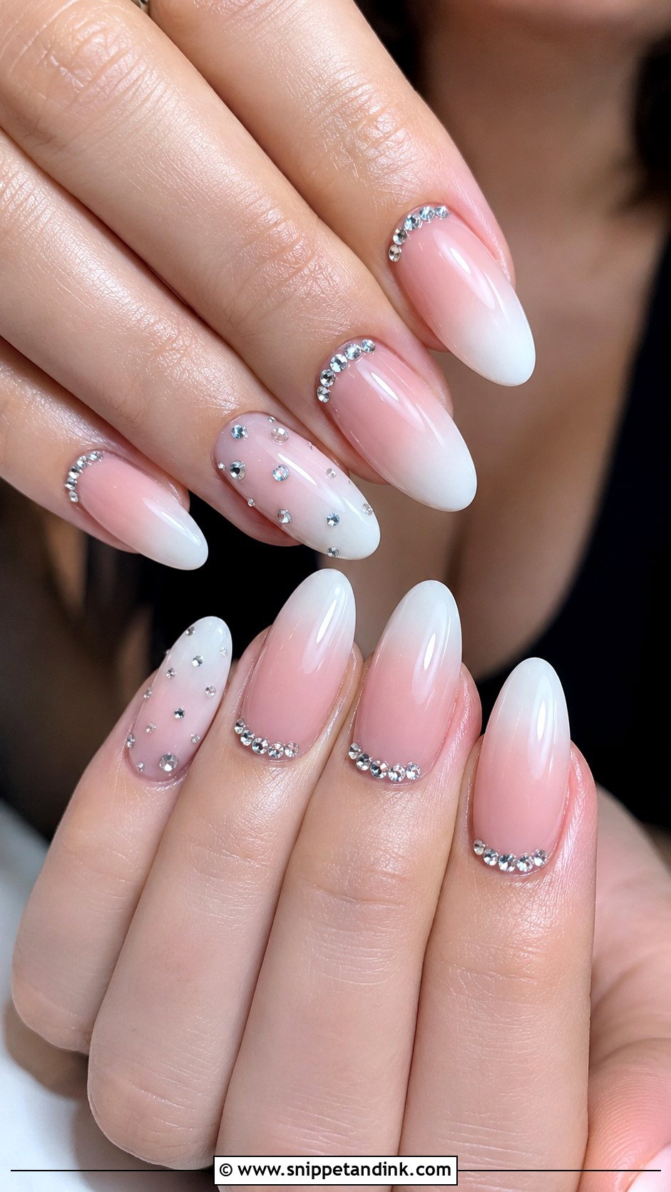 Rhinestone Ombre Wedding Nails - Snippet and Ink - 20 Wedding Nails with Rhinestones