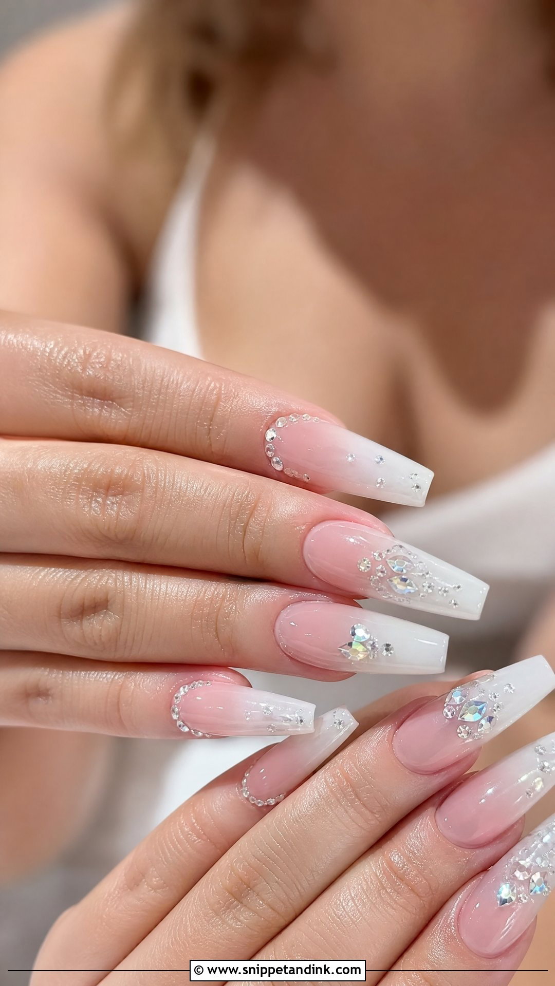 Rhinestone Ombre Wedding Nails - Snippet and Ink - 25 Ombre Wedding Nails