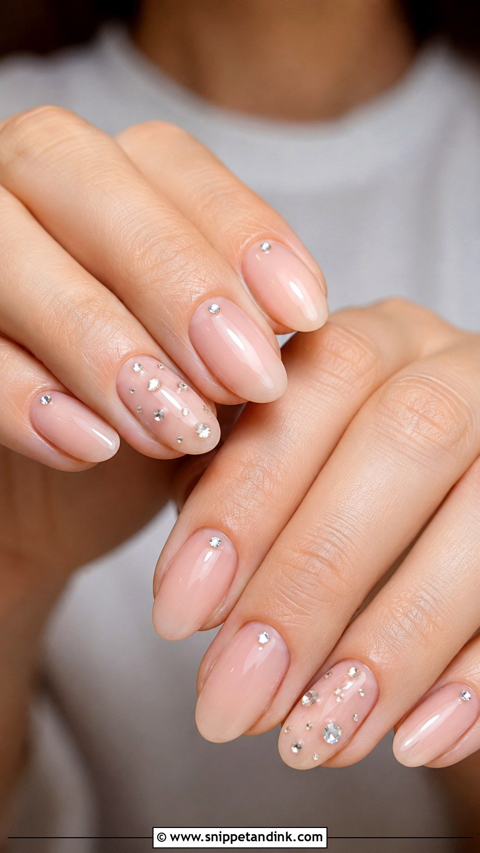 Rhinestone Oval Bridal Nails - Snippet and Ink - 20 Oval Bridal Nails