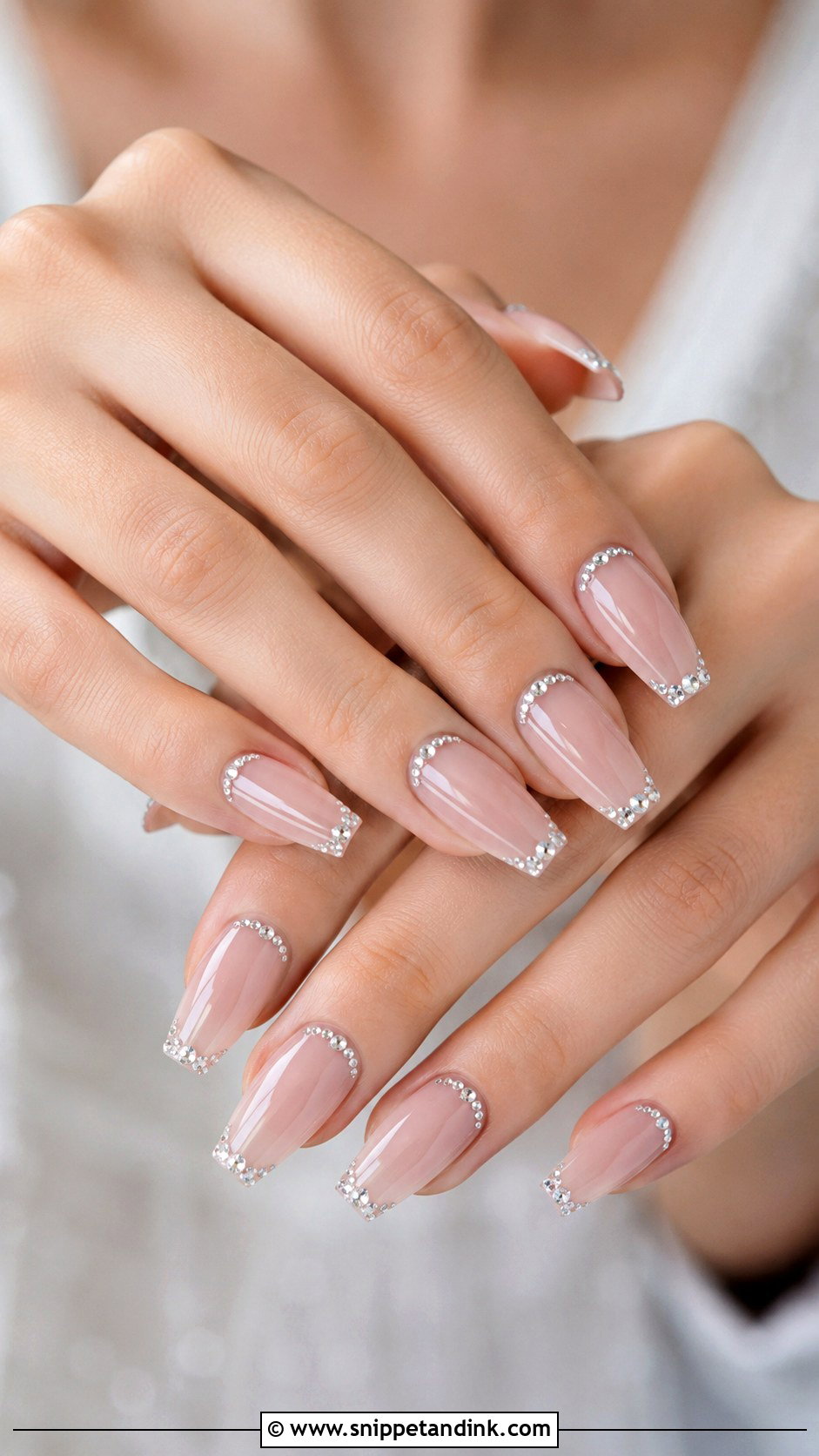 Rhinestone Press On Wedding Nails - Snippet and Ink - 20 Press on Wedding Nails
