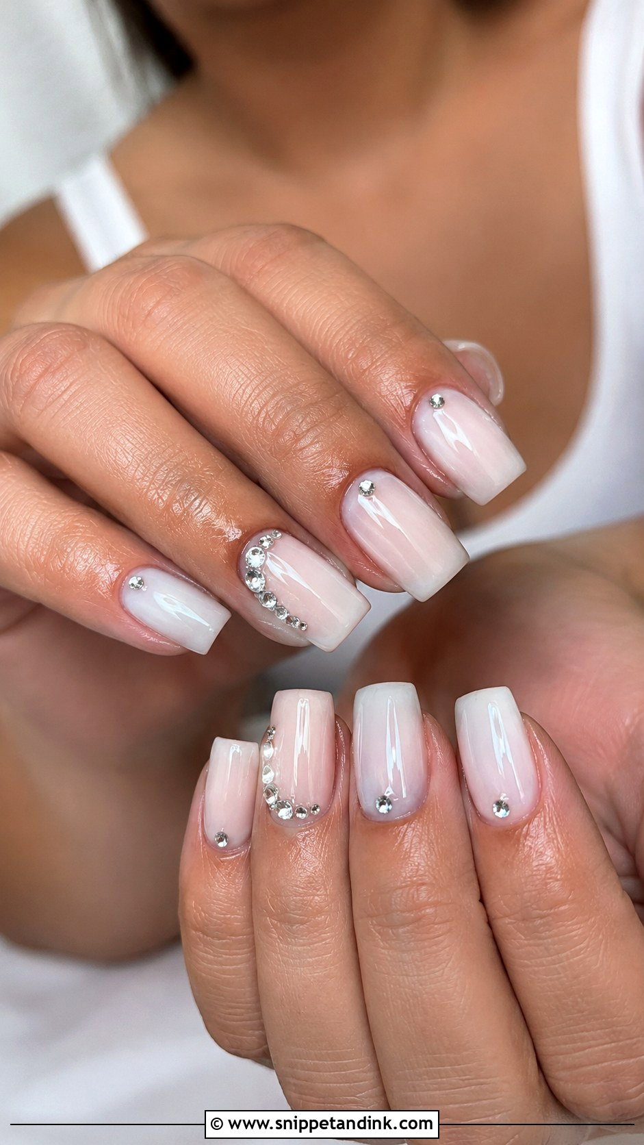 Rhinestone Square Wedding Nails - Snippet and Ink - 30 Wedding Nails Square