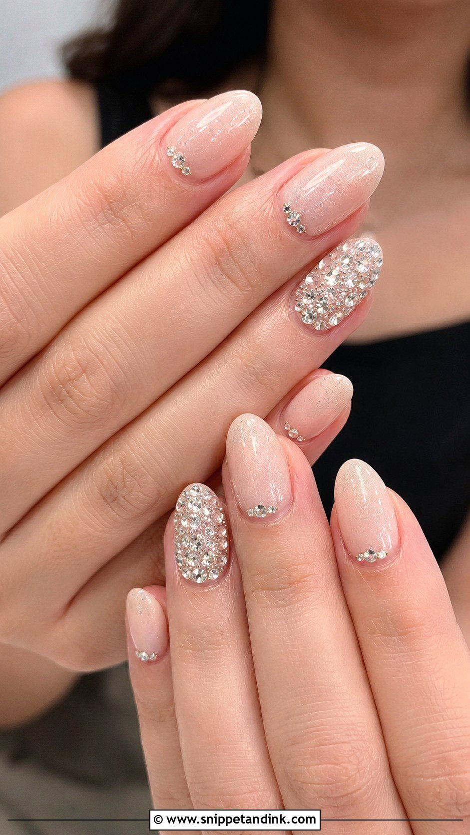 Rhinestone Wedding Nails - Snippet and Ink - 30 Elegant Nail Art Wedding Ideas