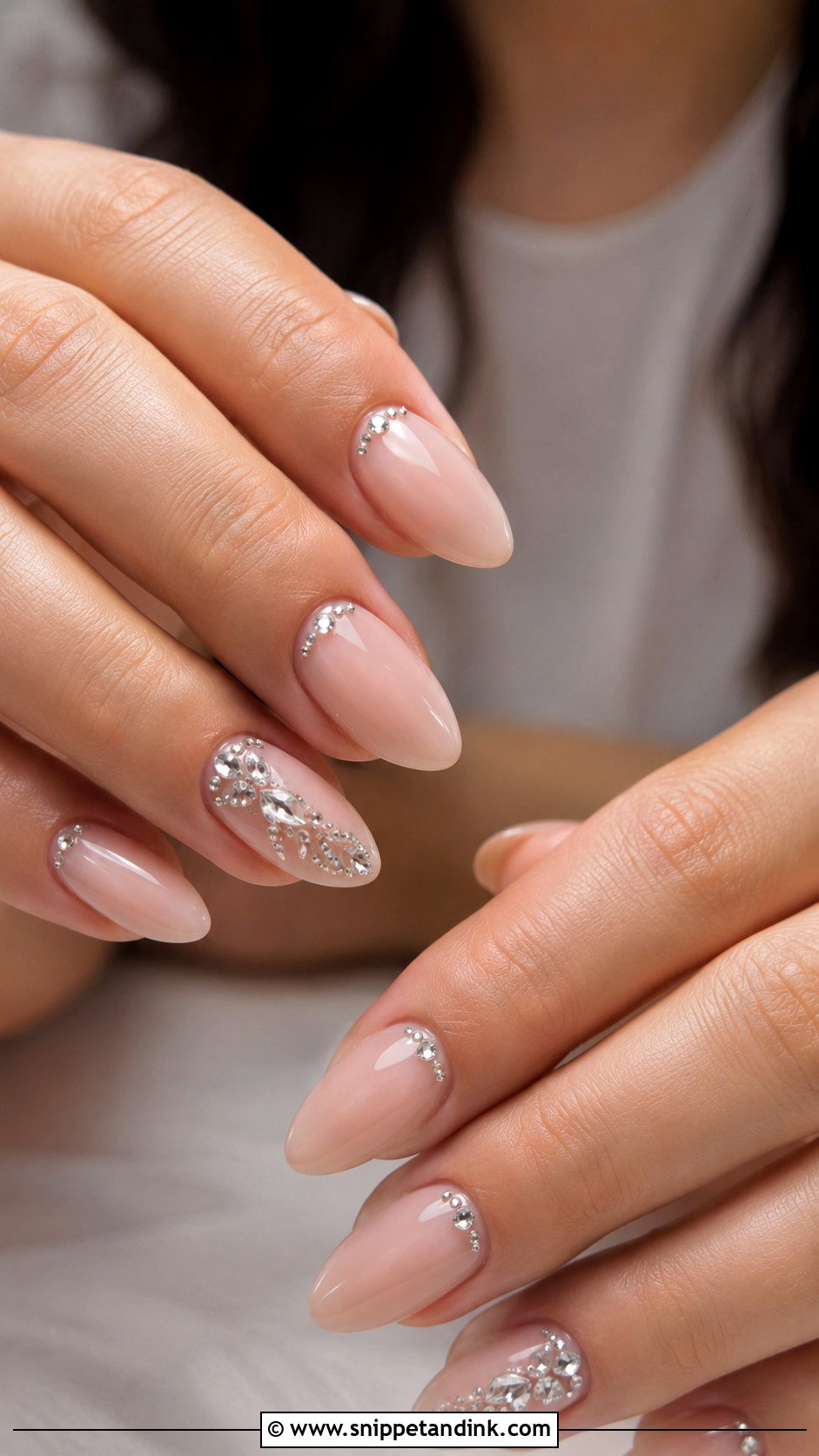 Rhinestone Wedding Nails - Snippet and Ink - 30 Wedding Nail Inspo for Bride Ideas