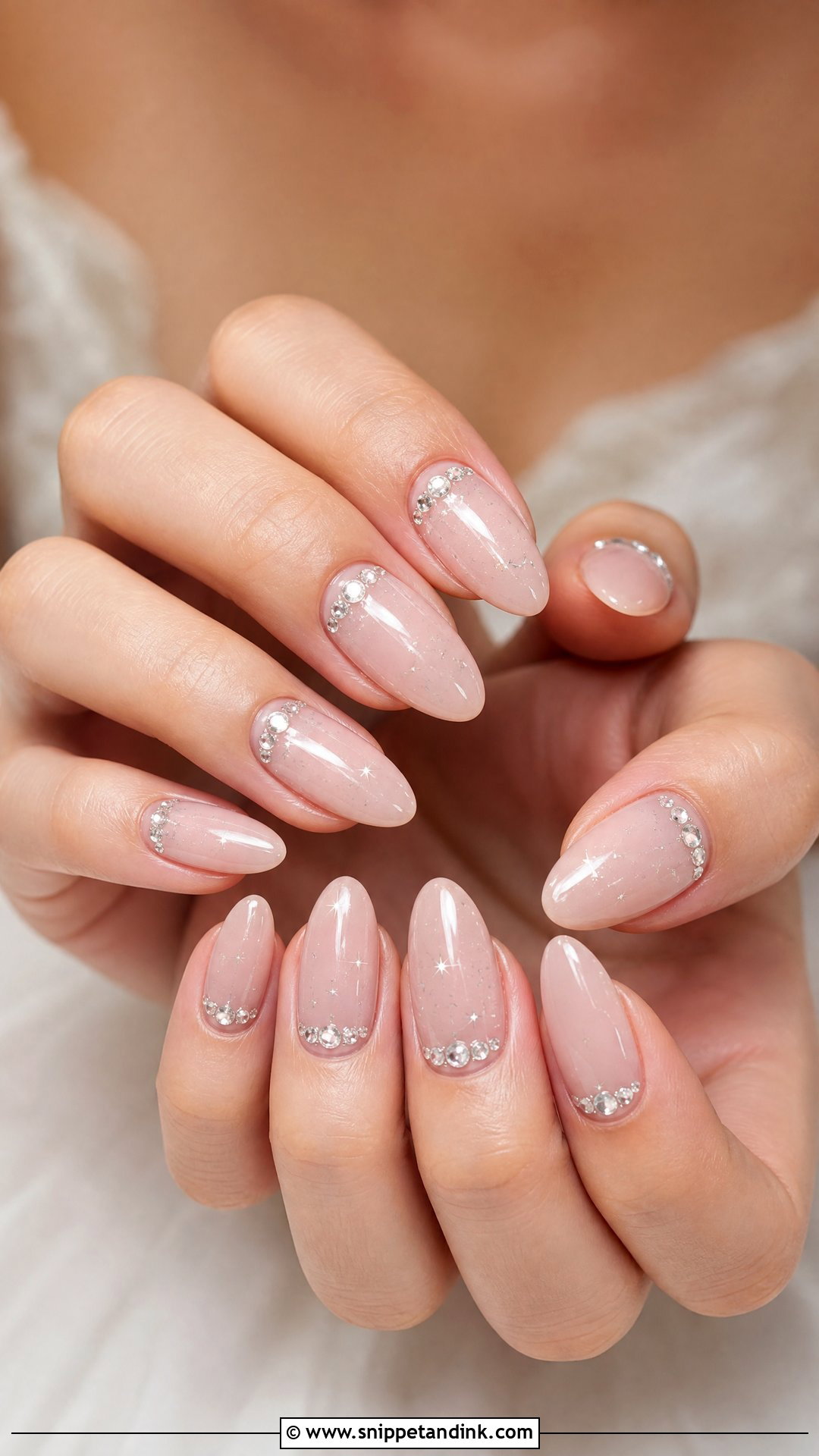 Rhinestone Wedding Nails - Snippet and Ink - 25 Wedding Nails 2024