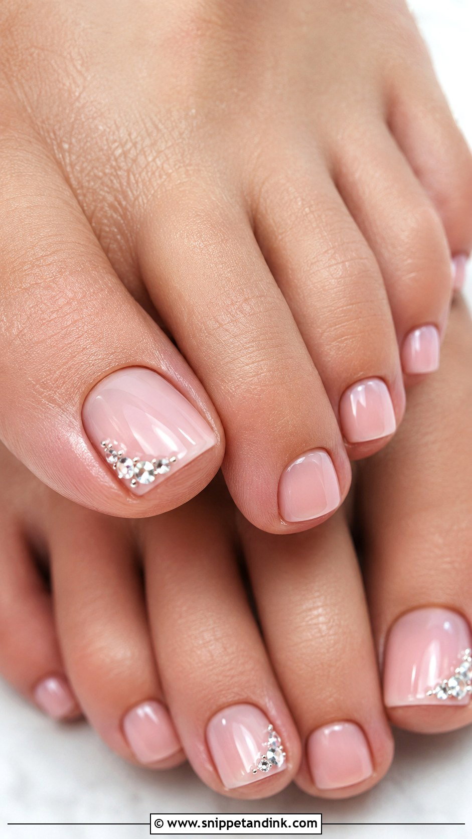 Rhinestone Wedding Toe Nails - Snippet and Ink - 30 Wedding Toe Nails