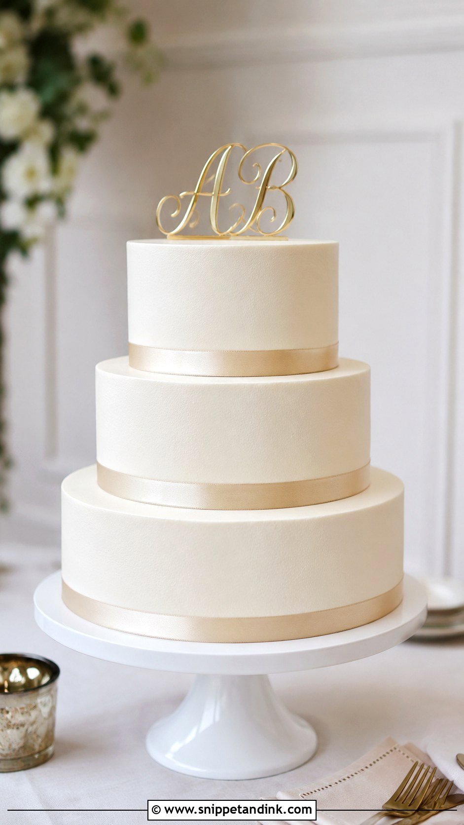 Ribbon 3 Tier Wedding Cake No Flowers - Snippet and Ink - 20 3 Tier Wedding Cake No Flowers