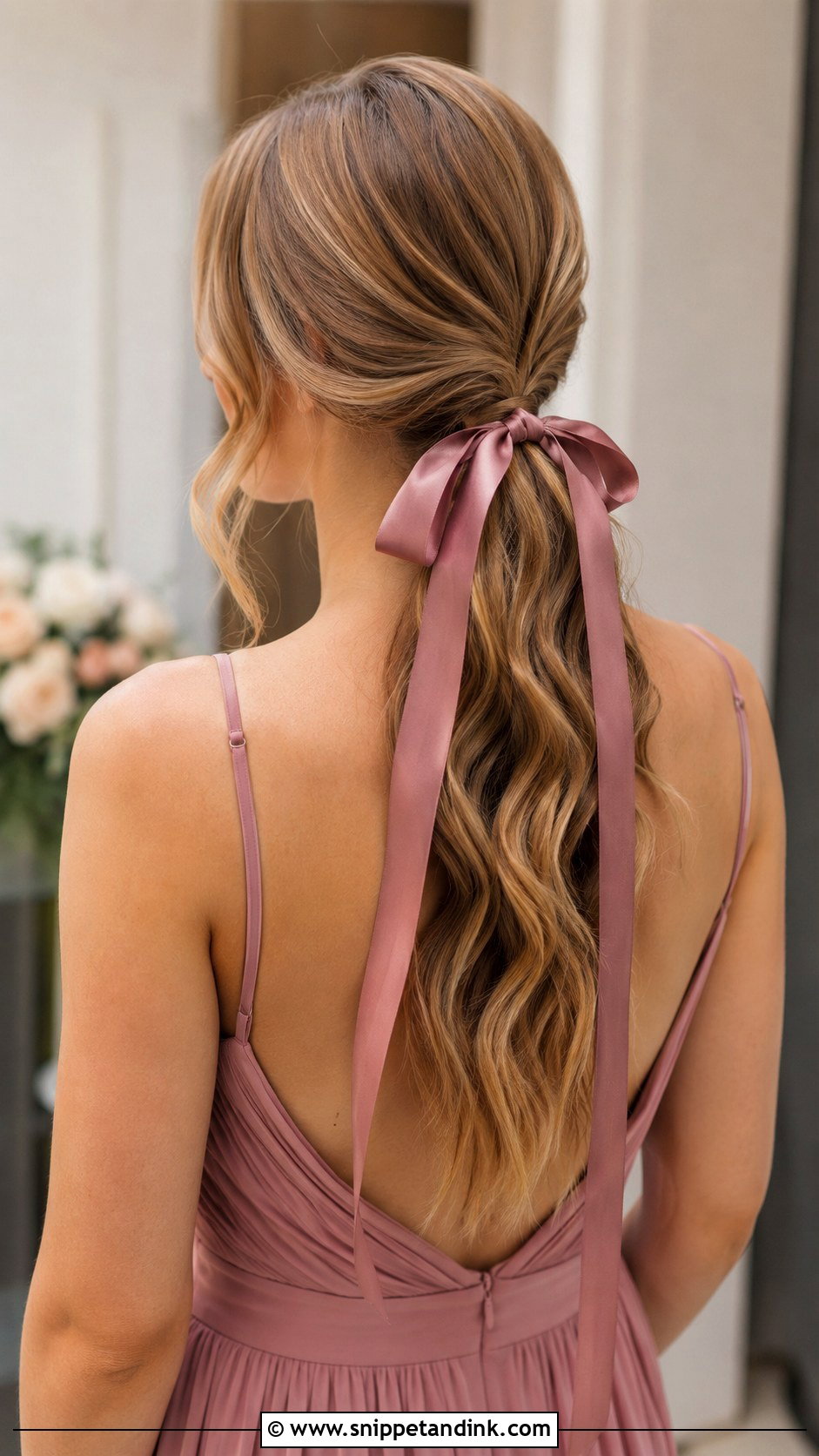 Ribbon Bridesmaid Low Ponytail - Snippet and Ink - 20 Bridesmaid Low Ponytail Ideas