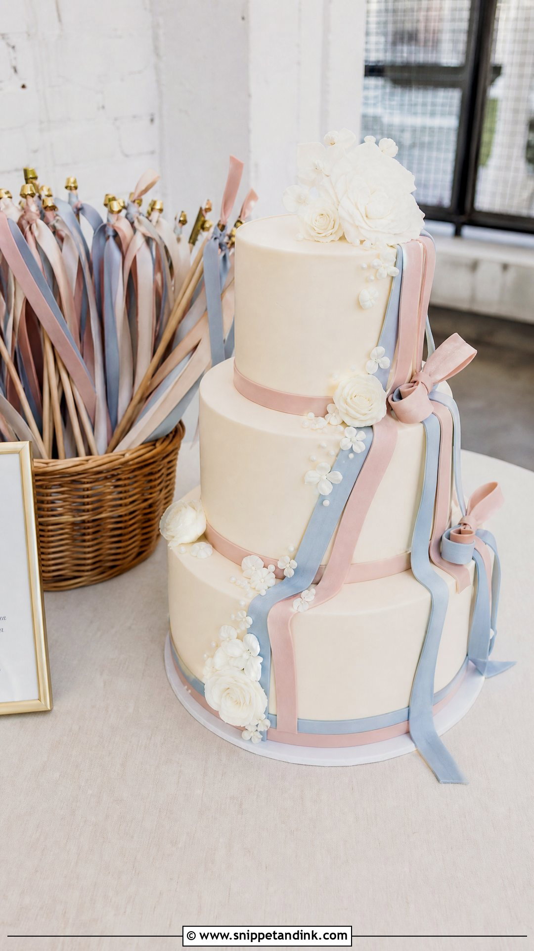 Ribbon Wand Wedding Cake - Snippet and Ink - 20 Send Off Cake Ideas for Wedding