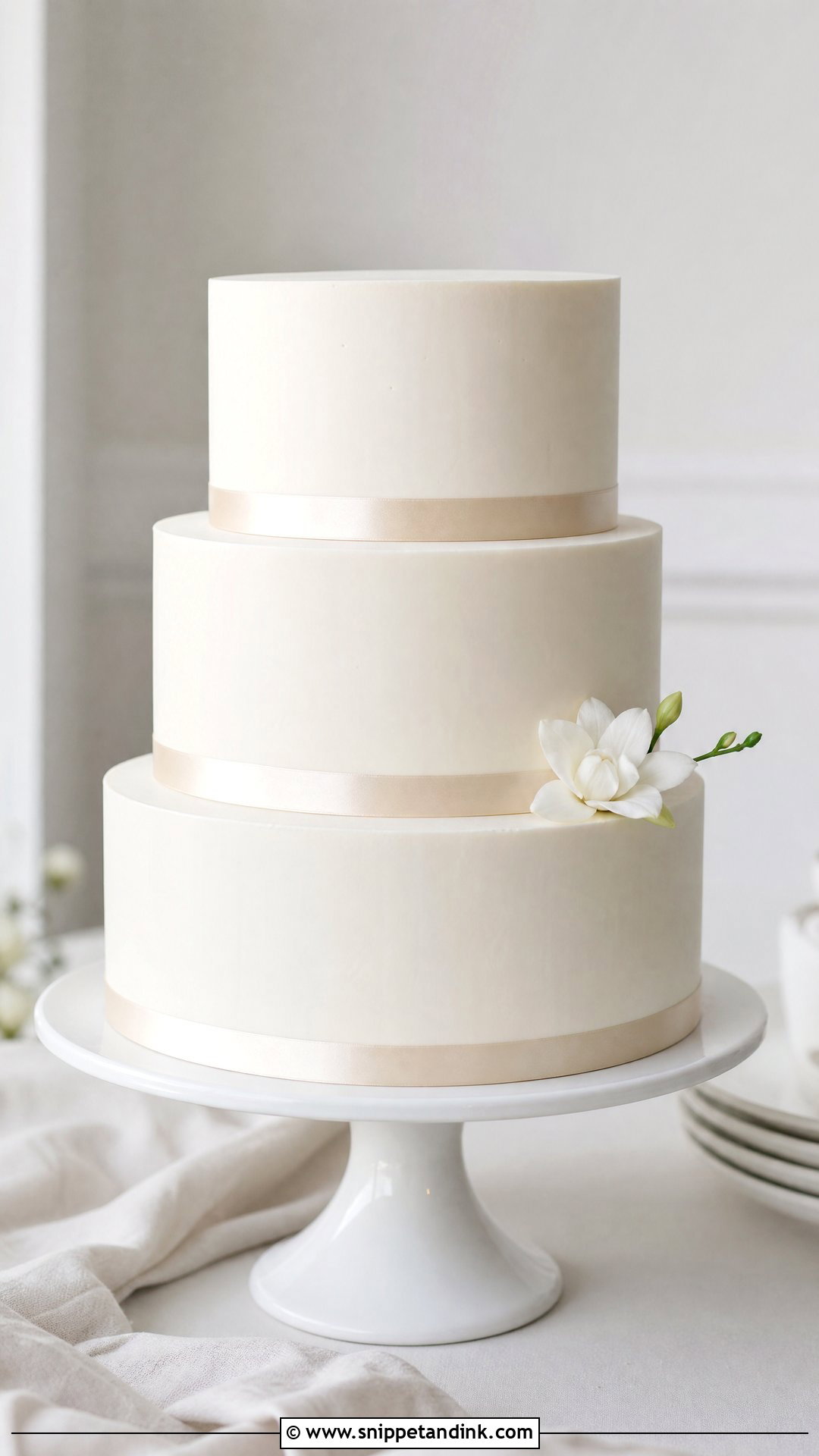 Ribbon Wedding Cake - Snippet and Ink - 25 Minimalist Wedding Cake Ideas
